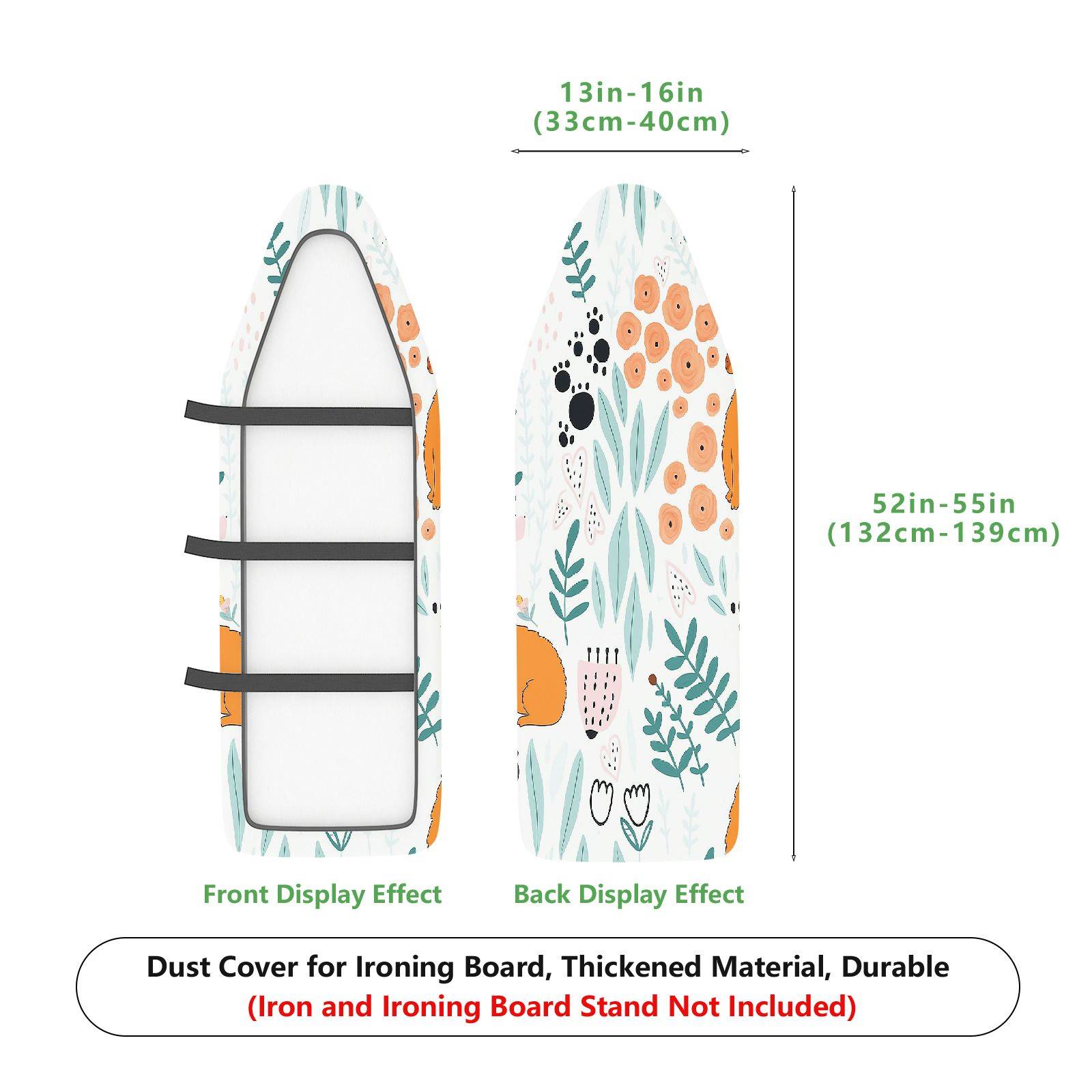 1-Piece Floral Leaves Animal  Ironing Board Cover, Universal Size, Without Board