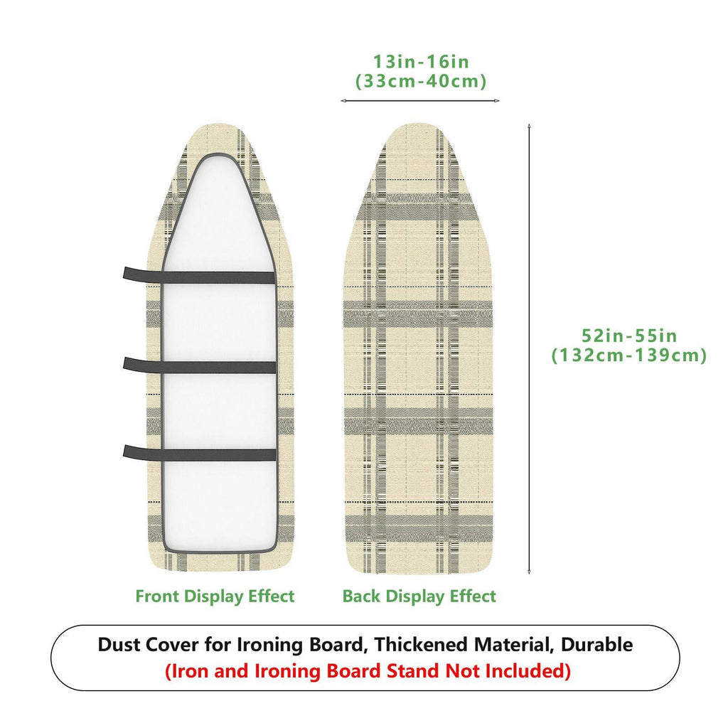 1-Piece Plaid Checkered Beige  Ironing Board Cover, Universal Size, Without Board