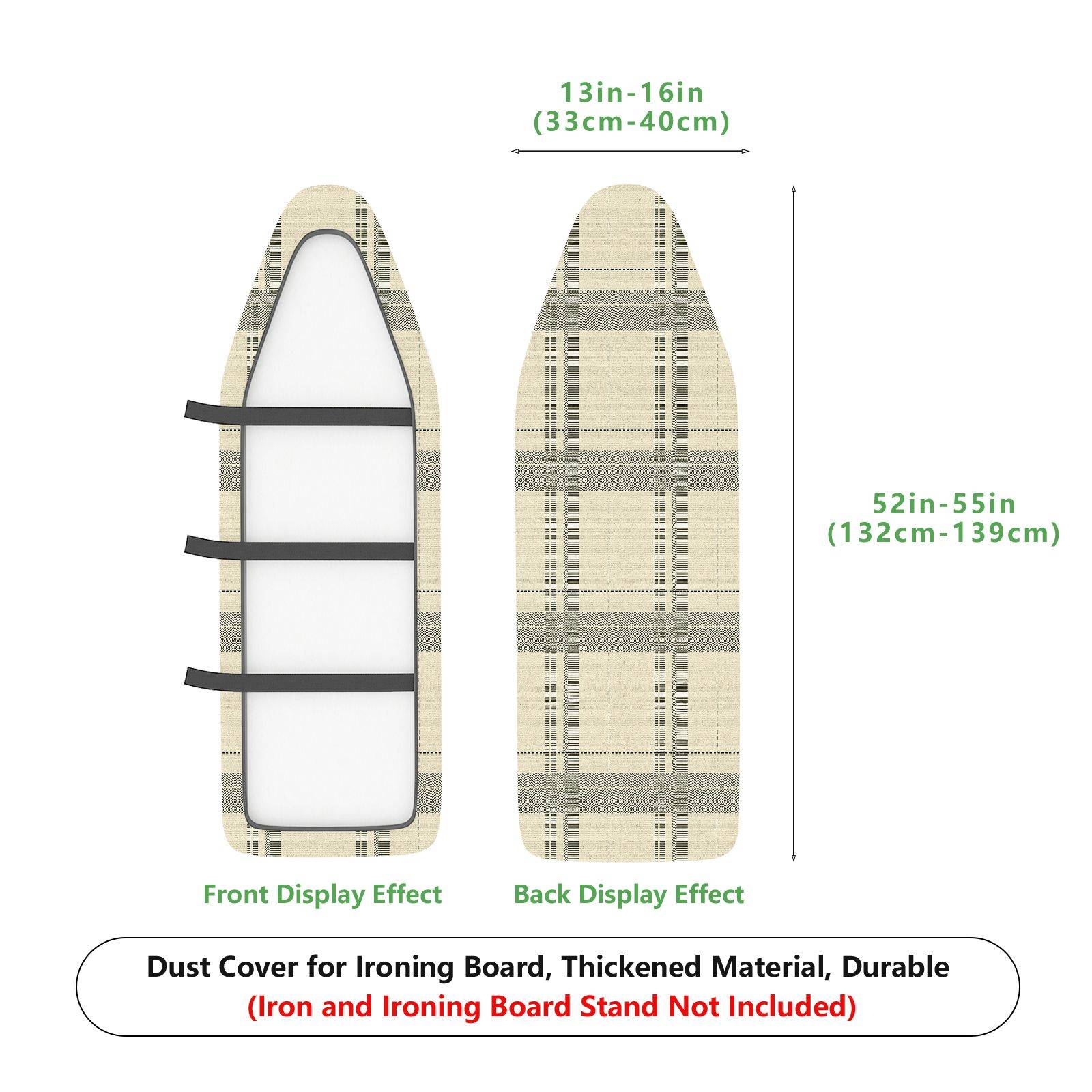 1-Piece Plaid Checkered Beige  Ironing Board Cover, Universal Size, Without Board