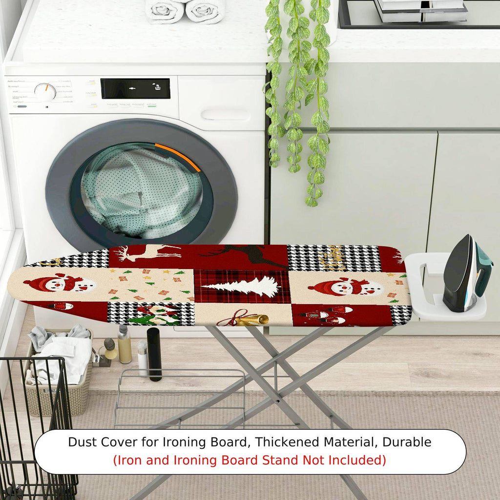 1-Piece Christmas Snowman Reindeer Plaid  Ironing Board Cover, Universal Size, Without Board