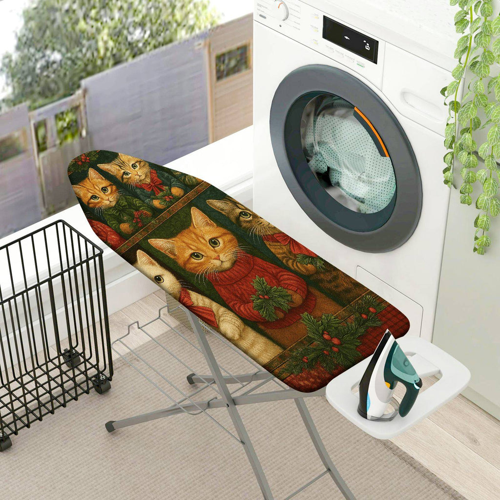 1-Piece Christmas Cat Vintage  Ironing Board Cover, Universal Size, Without Board