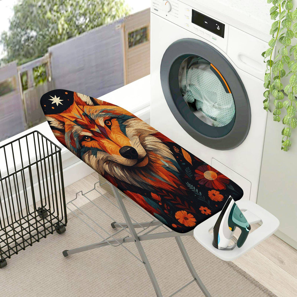 1-Piece Wolf Floral Animal  Ironing Board Cover, Universal Size, Without Board