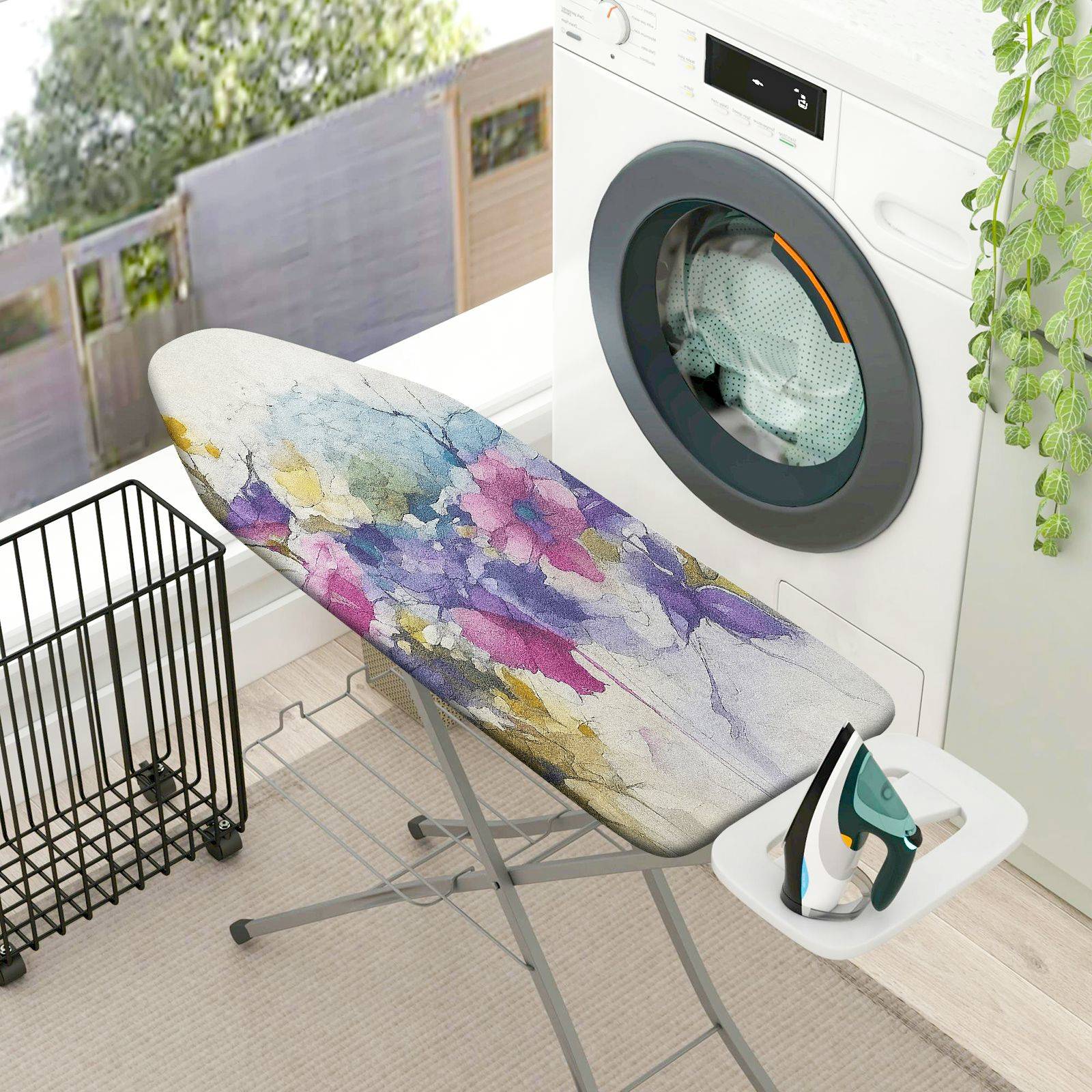 1-Piece Watercolor Floral Abstract  Ironing Board Cover, Universal Size, Without Board