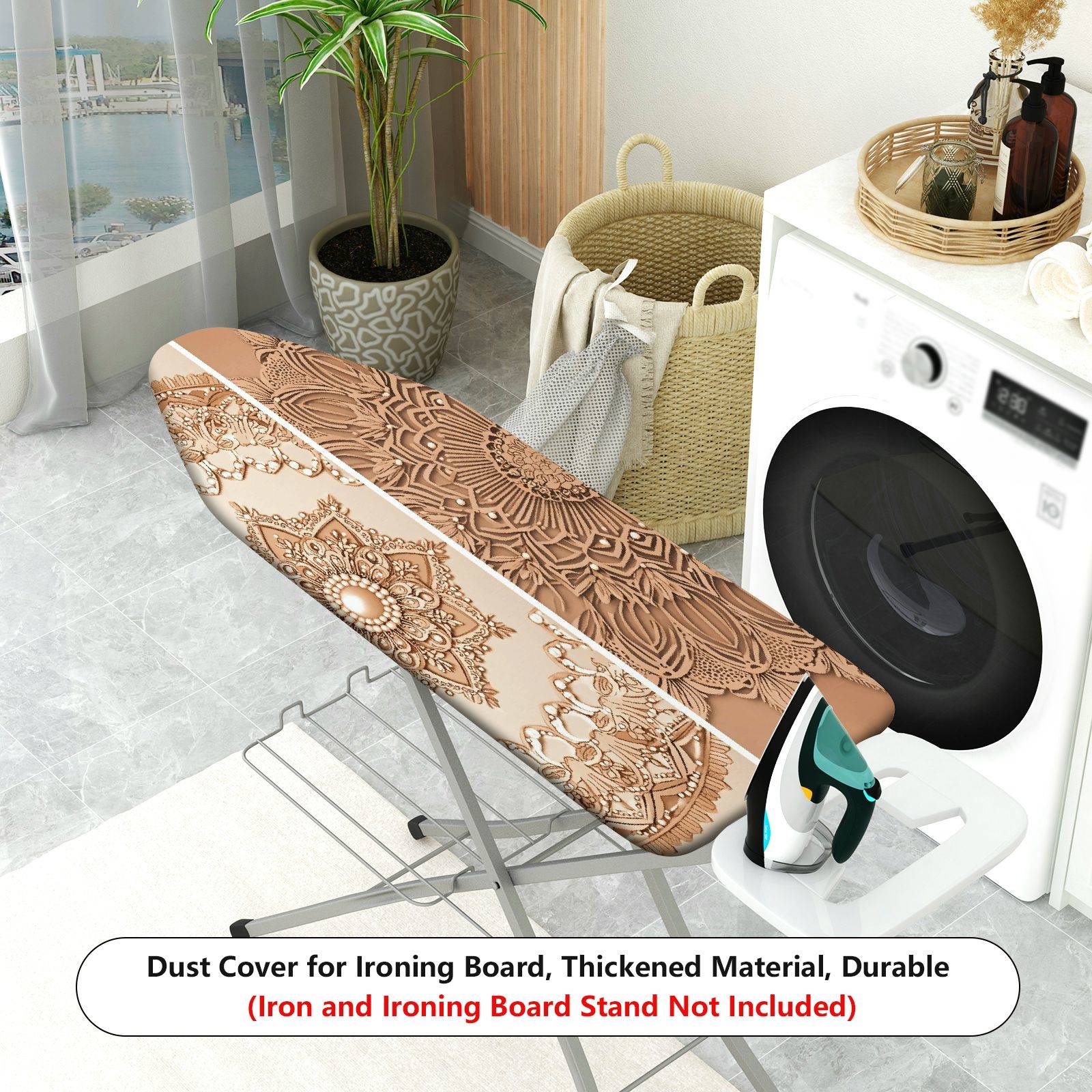 1-Piece Mandala Beige Decorative  Ironing Board Cover, Universal Size, Without Board