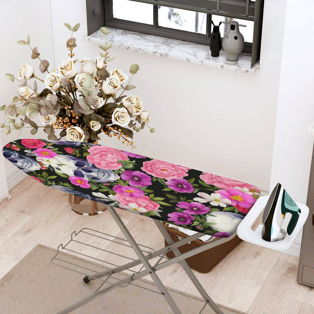 1-Piece Floral Skull Pink  Ironing Board Cover, Universal Size, Without Board