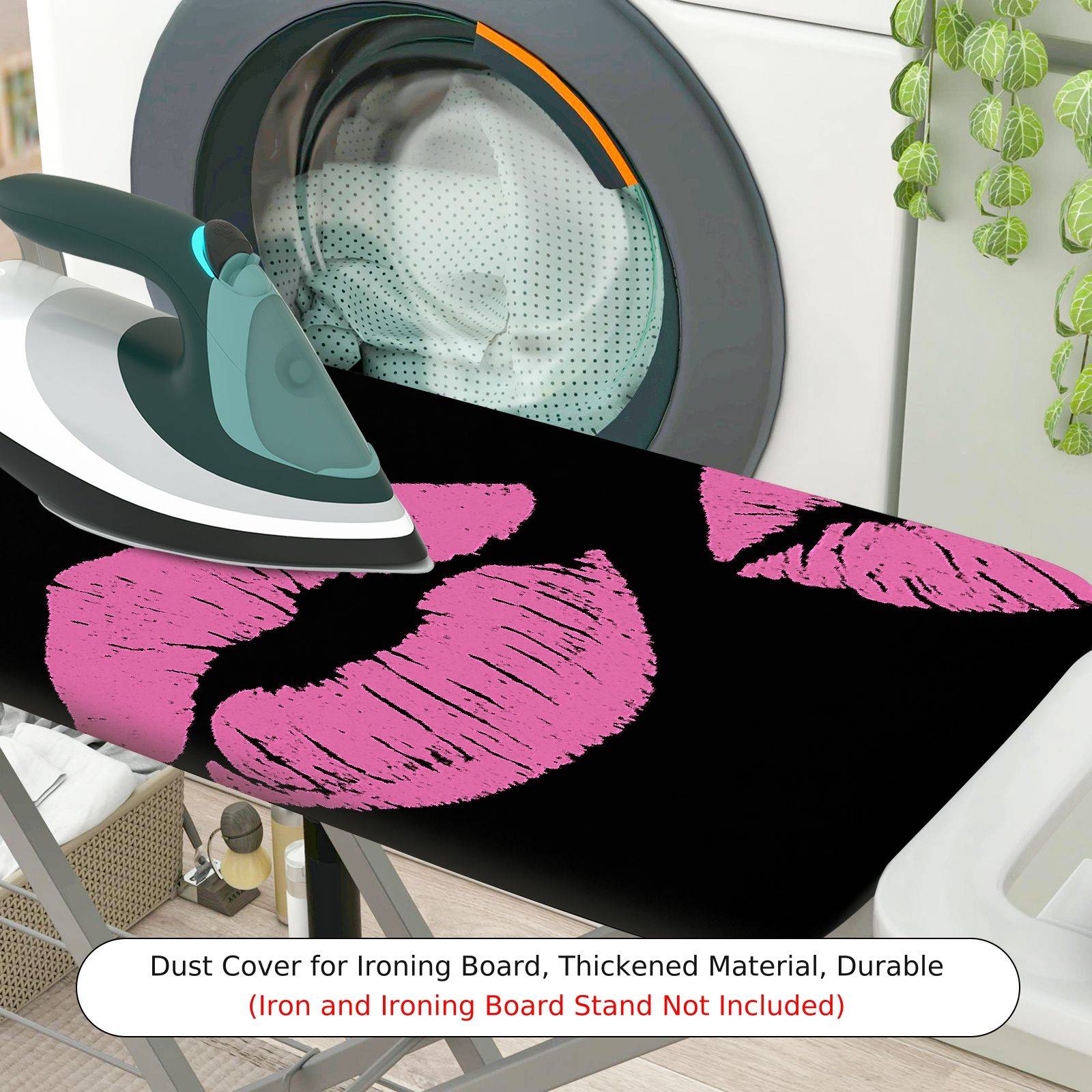 1-Piece Kiss Lip Pattern Pink Black  Ironing Board Cover, Universal Size, Without Board