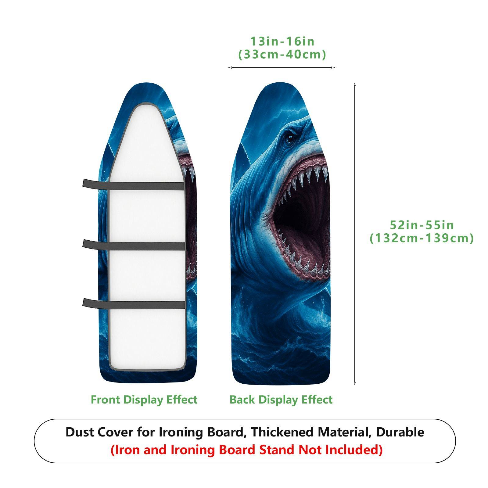 1-Piece Shark Ocean Art Cool  Ironing Board Cover, Universal Size, Without Board