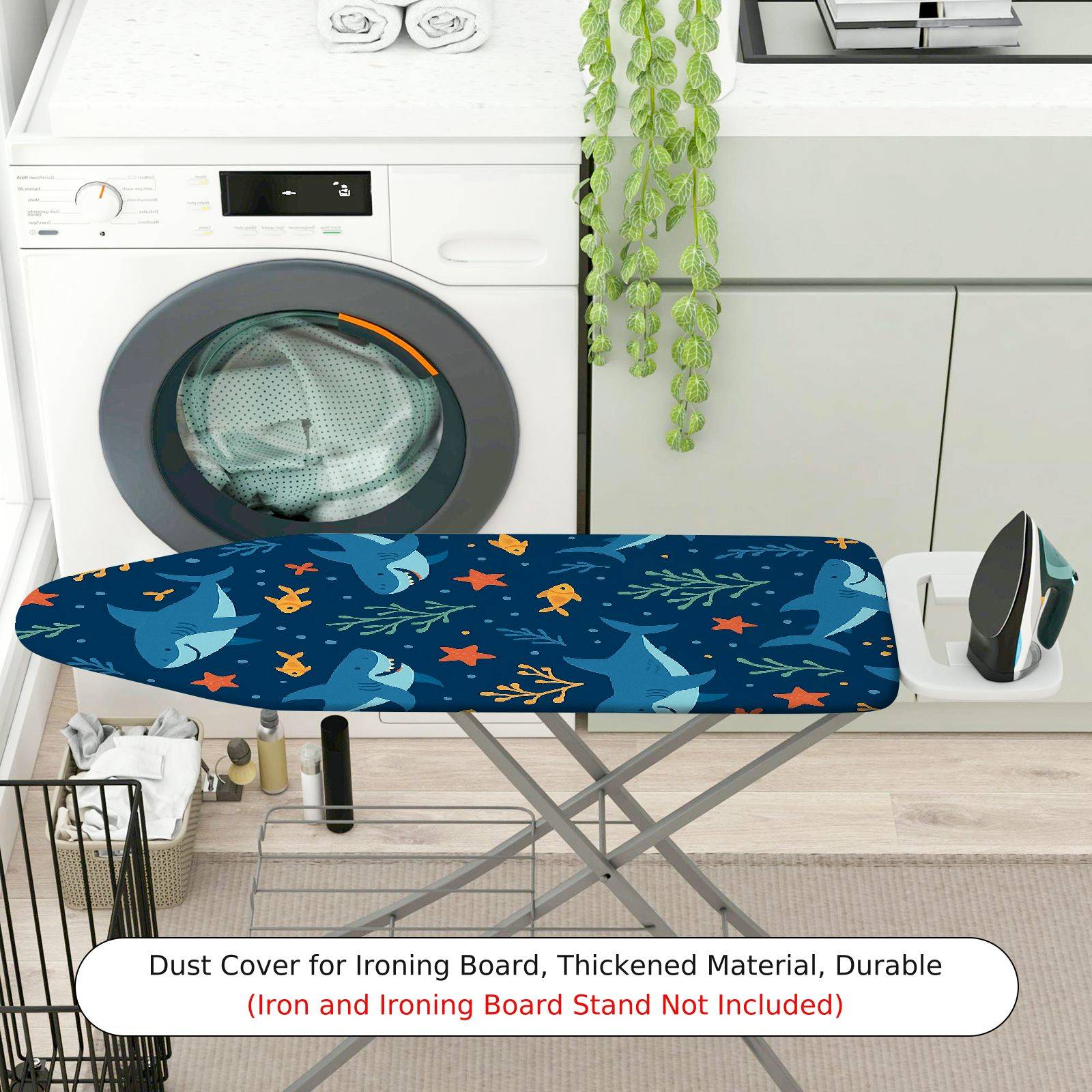 1-Piece Shark Ocean Fish  Ironing Board Cover, Universal Size, Without Board