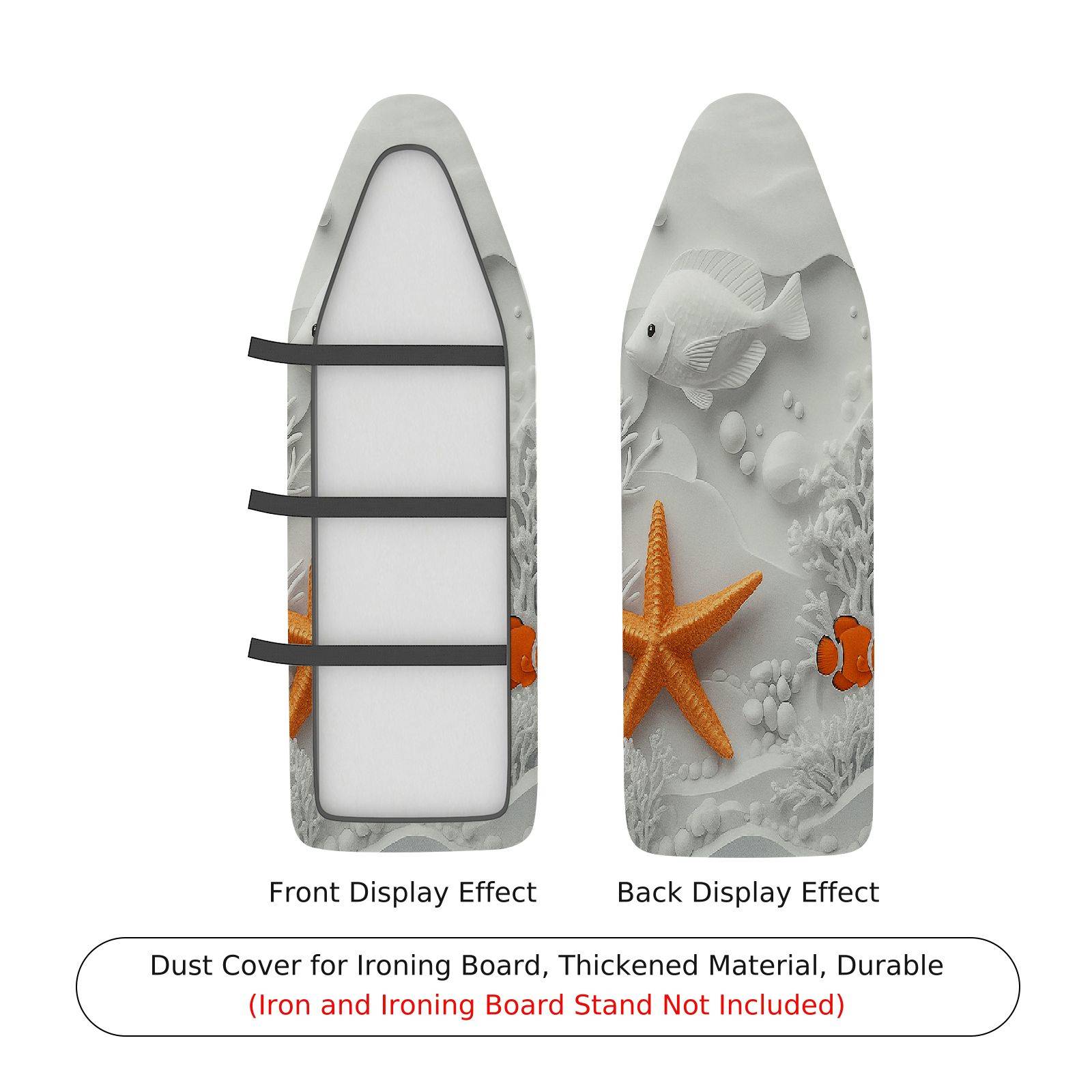 1-Piece Ocean Starfish Clownfish  Ironing Board Cover, Universal Size, Without Board
