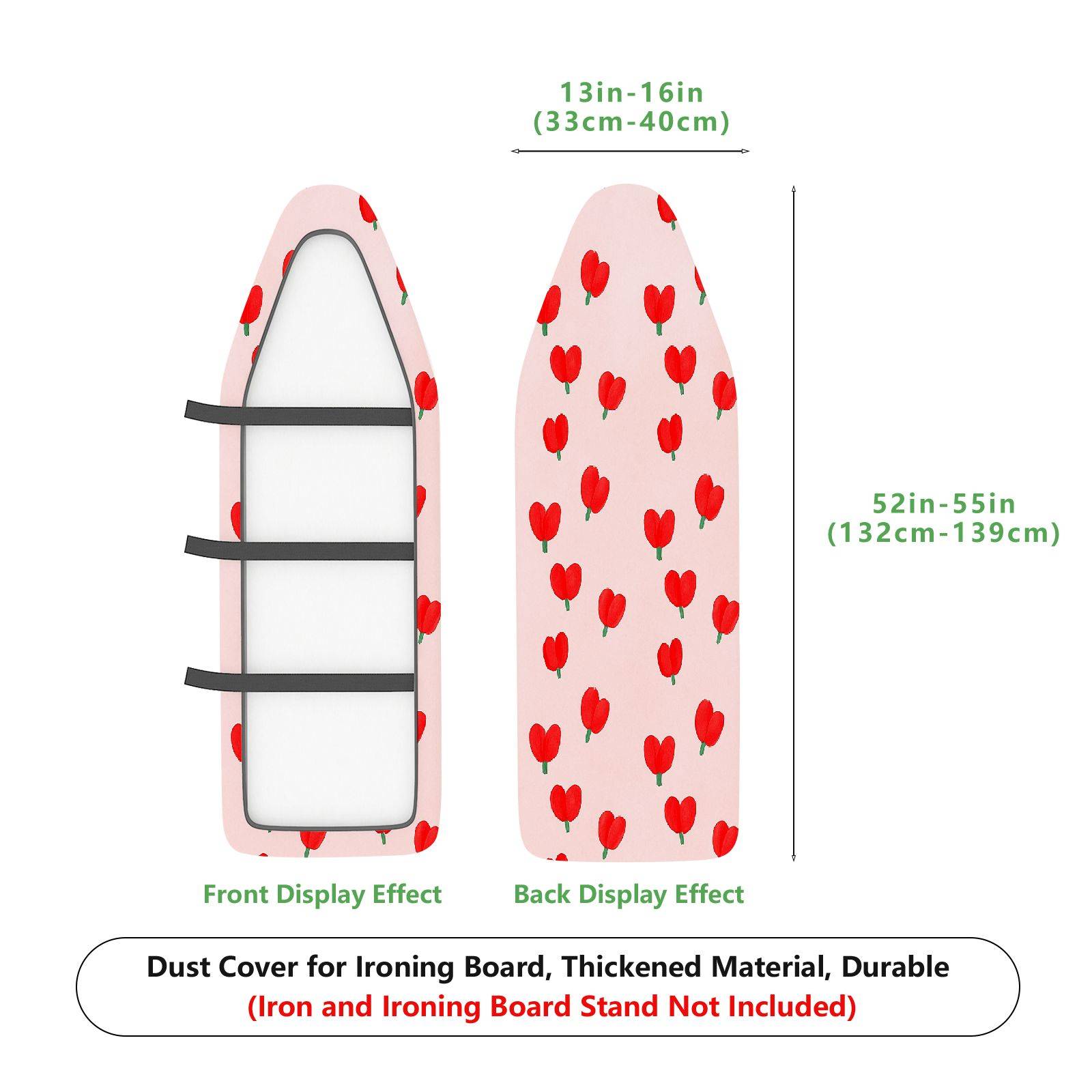 1-Piece Tulip Floral Pink  Ironing Board Cover, Universal Size, Without Board