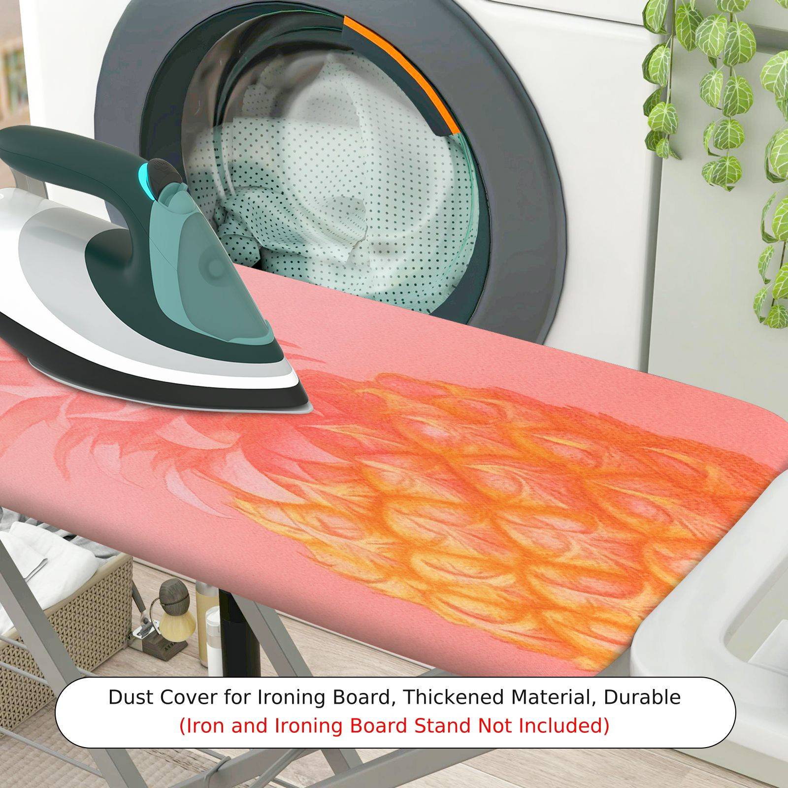 1-Piece Tropical Pineapple Pink  Ironing Board Cover, Universal Size, Without Board