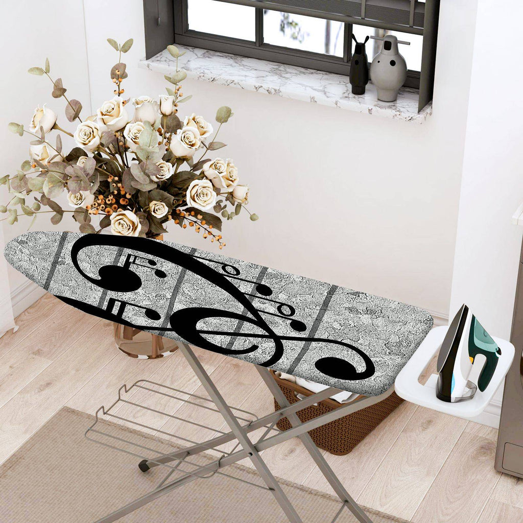 1-Piece Musical Note Gray Pattern Abstract  Ironing Board Cover, Universal Size, Without Board