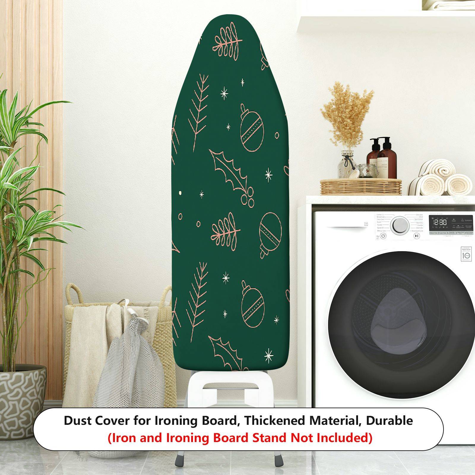1-Piece Christmas Holly Decoration Ornament  Ironing Board Cover, Universal Size, Without Board