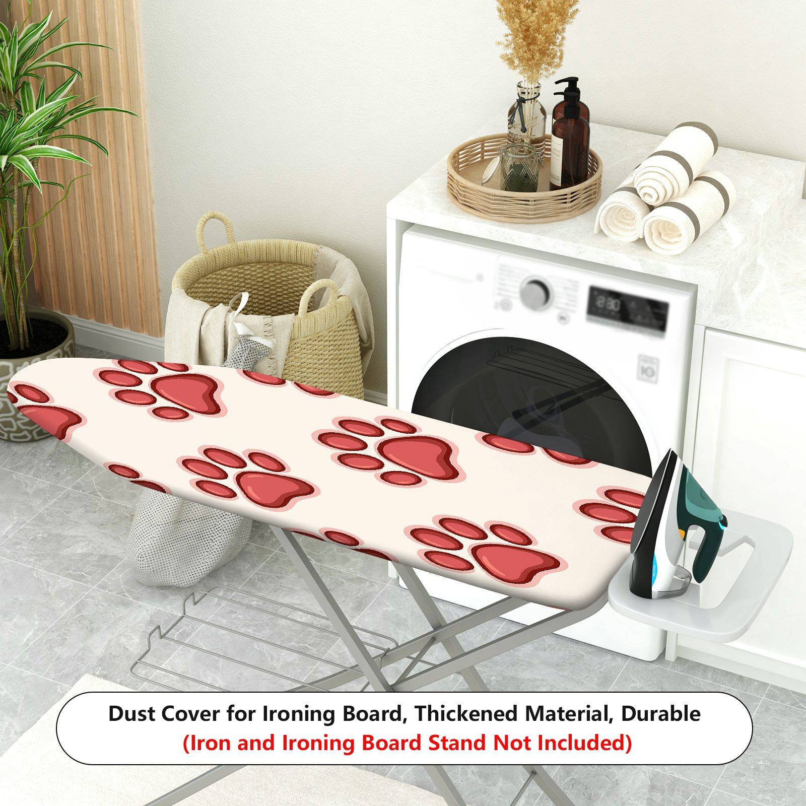 1-Piece Paw Print Red Cute Animal  Ironing Board Cover, Universal Size, Without Board