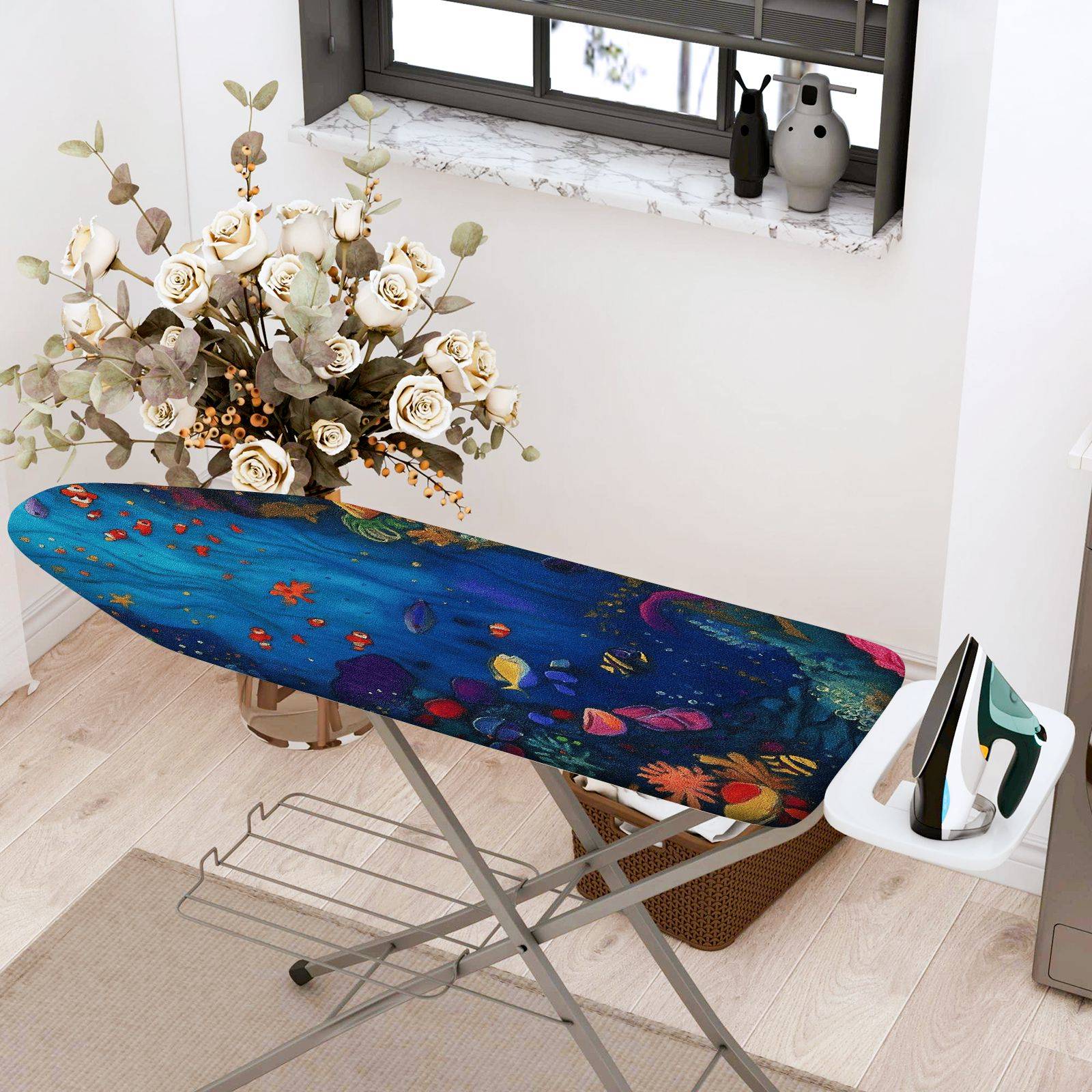 1-Piece ocean underwater colorful  Ironing Board Cover, Universal Size, Without Board
