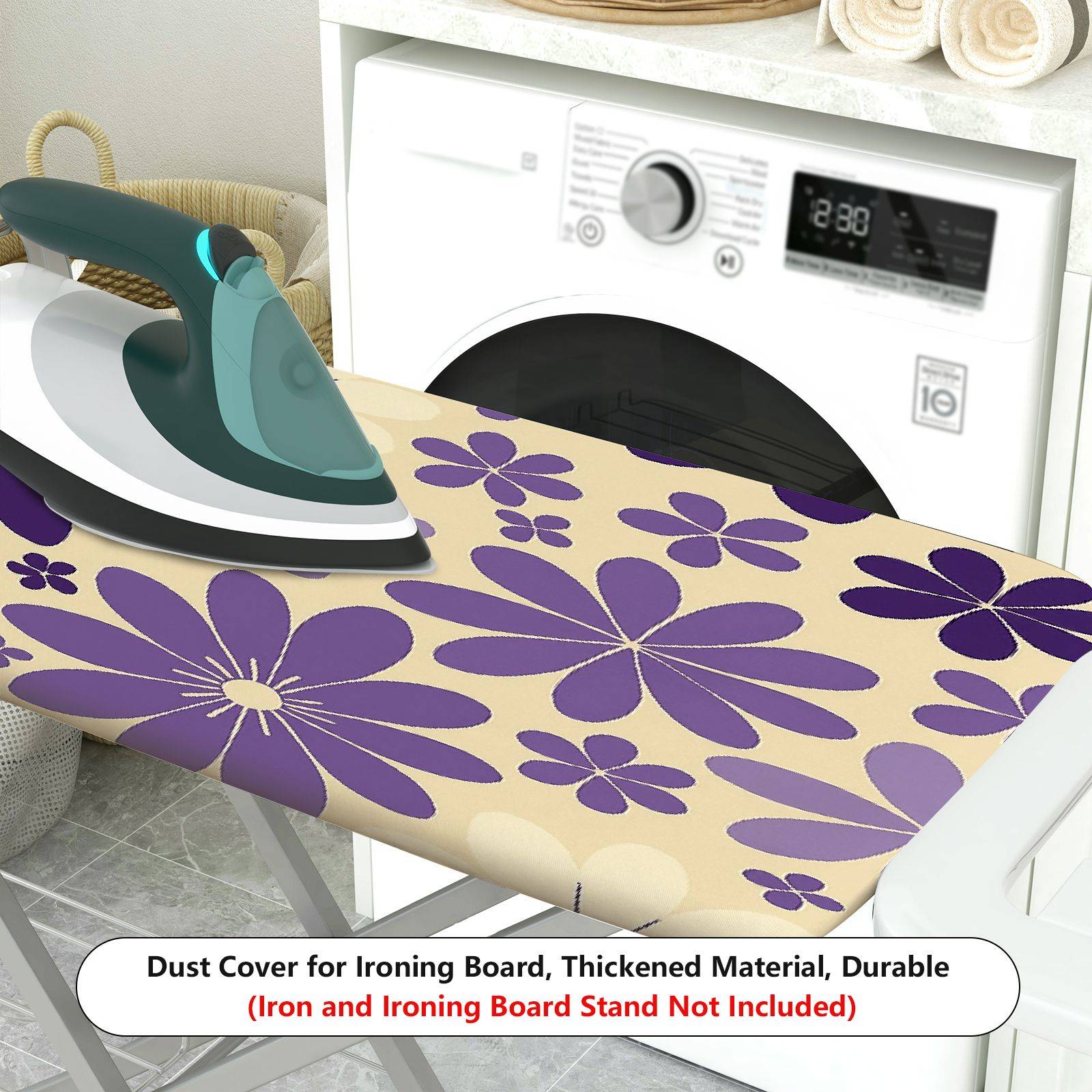 1-Piece Floral Purple Beige Flower  Ironing Board Cover, Universal Size, Without Board
