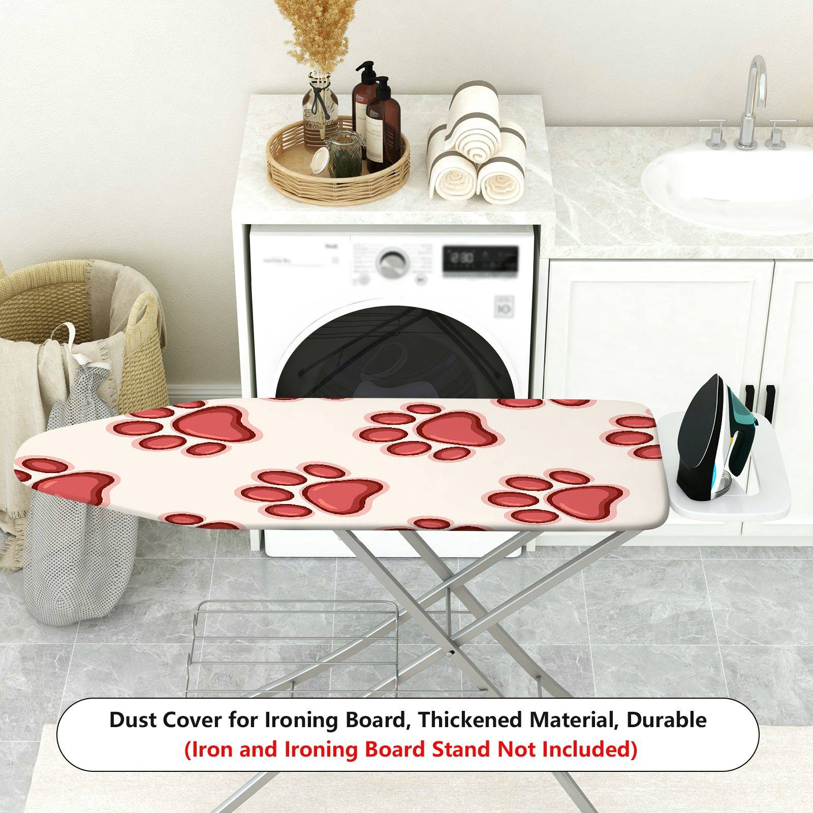 1-Piece Paw Print Red Cute Animal  Ironing Board Cover, Universal Size, Without Board
