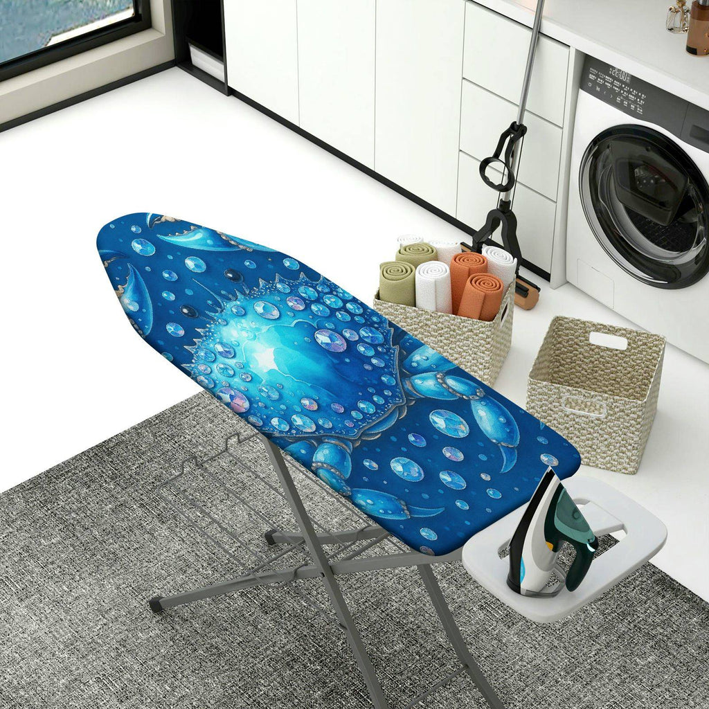 1-Piece Ocean Blue Bubble Crab  Ironing Board Cover, Universal Size, Without Board