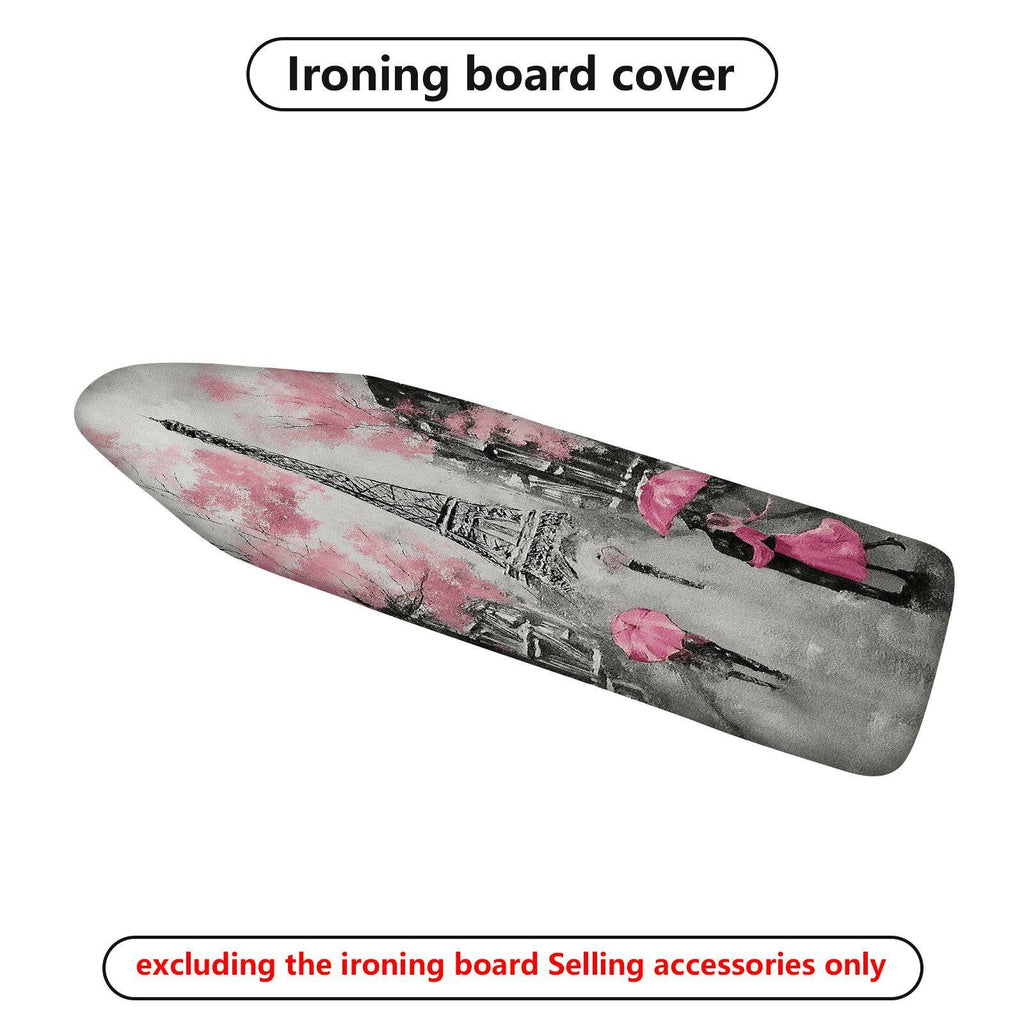 1-Piece Paris Eiffel Tower Pink Umbrellas  Ironing Board Cover, Universal Size, Without Board