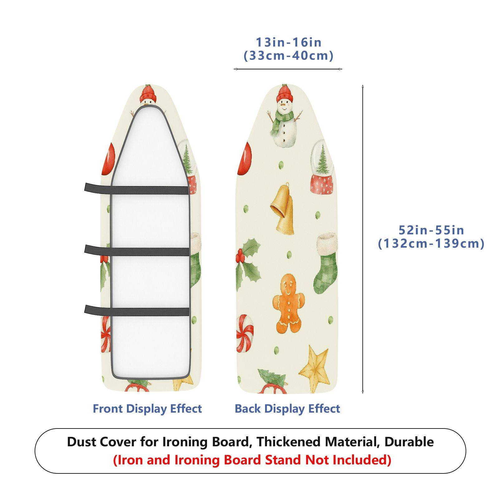 1-Piece Christmas Snowman Gingerbread  Ironing Board Cover, Universal Size, Without Board