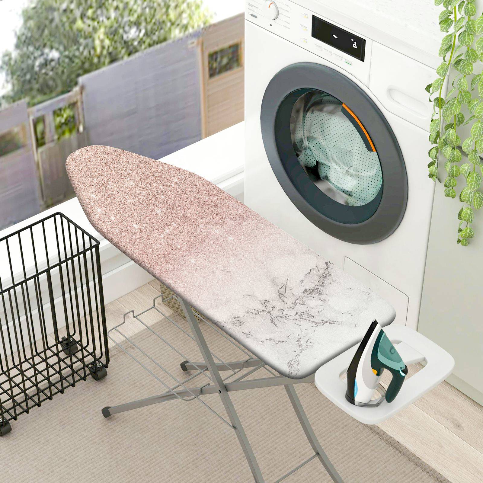 1-Piece Marble Pink White Gradient  Ironing Board Cover, Universal Size, Without Board