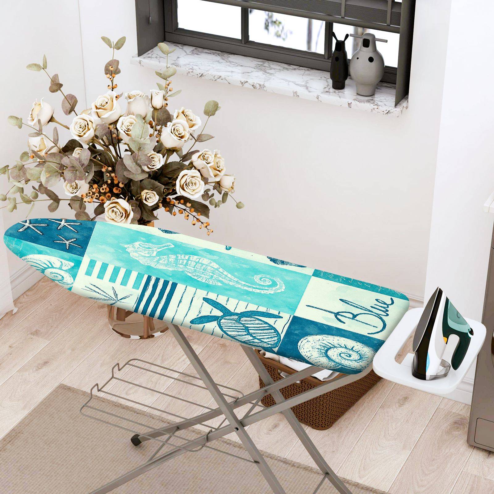 1-Piece Ocean Nautical Beach  Ironing Board Cover, Universal Size, Without Board