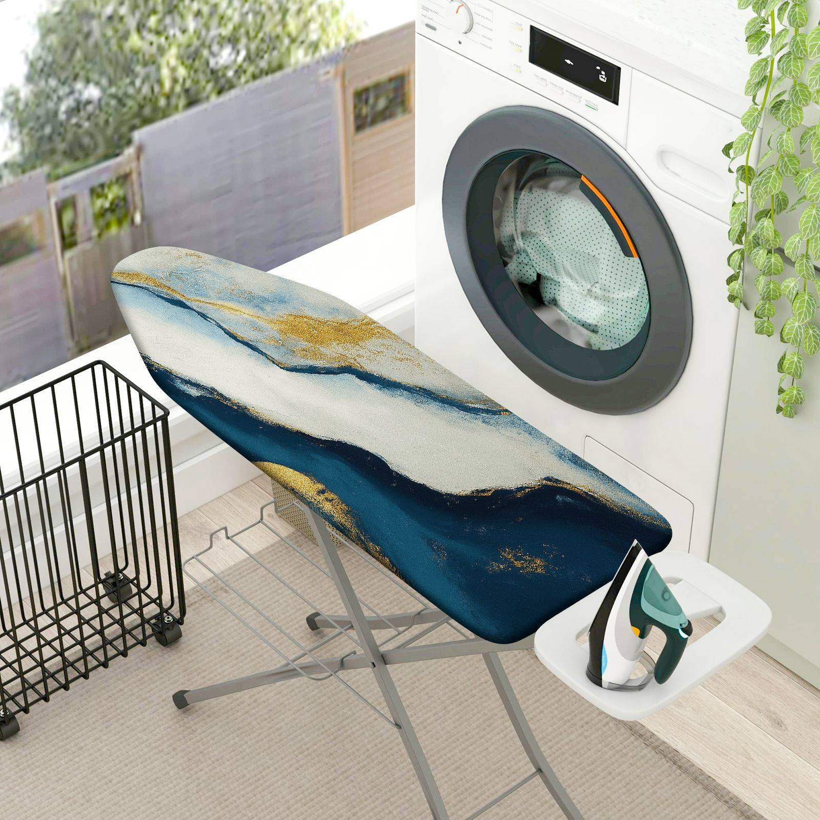 1-Piece Abstract Ocean Gold  Ironing Board Cover, Universal Size, Without Board