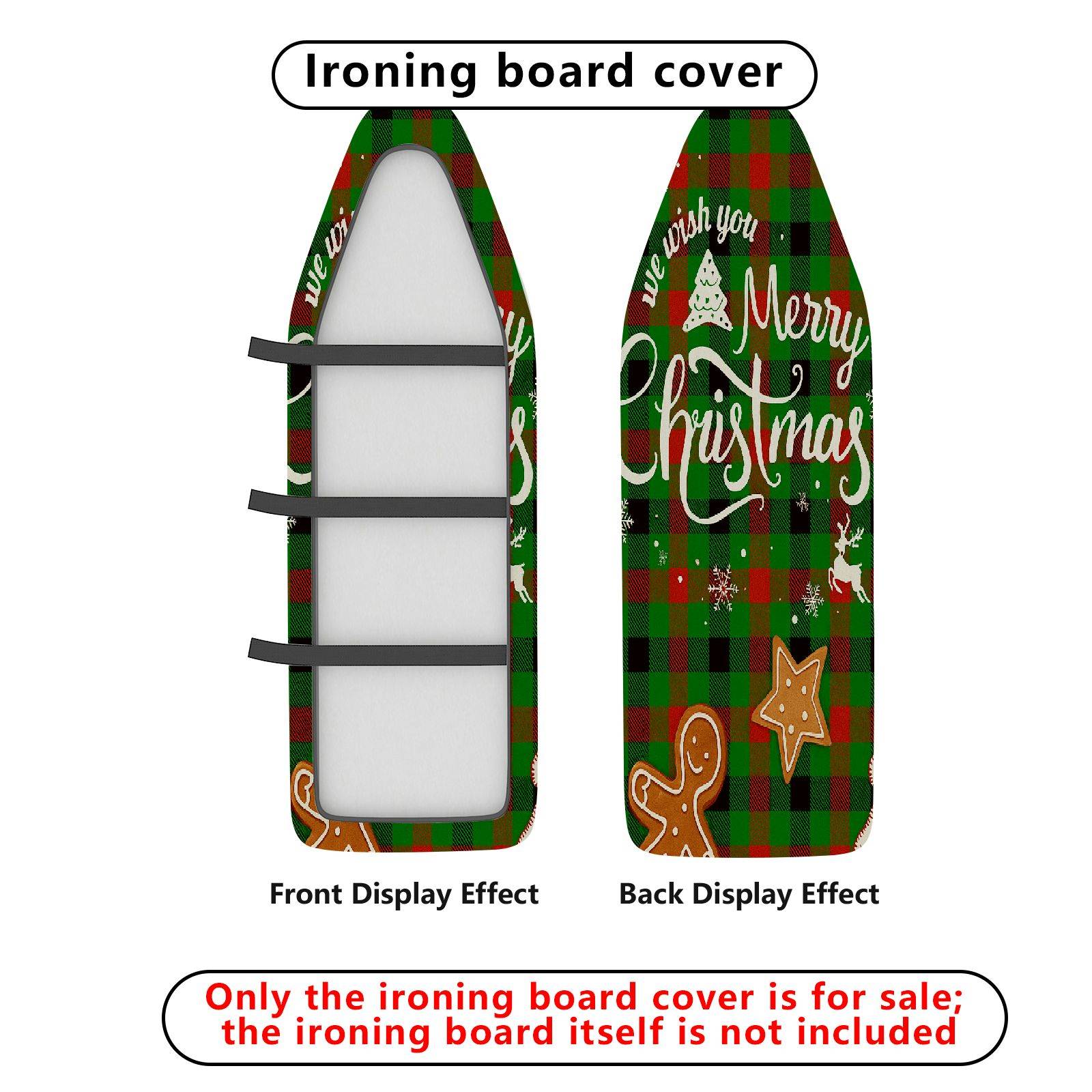 1-Piece Christmas Red Green Plaid  Ironing Board Cover, Universal Size, Without Board