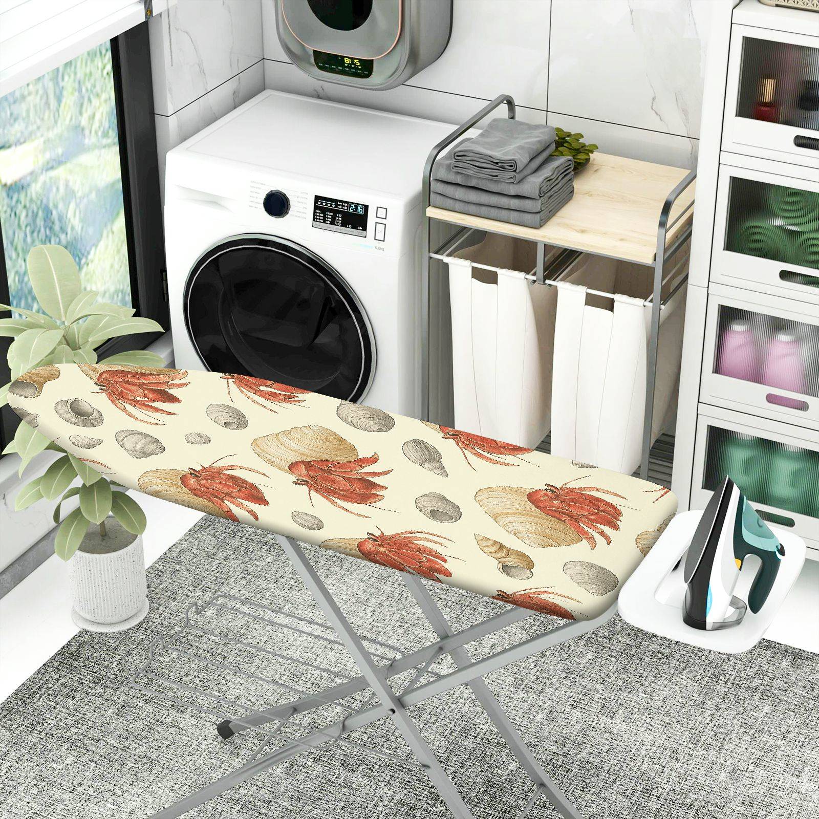 1-Piece Crab Seashell Ocean  Ironing Board Cover, Universal Size, Without Board