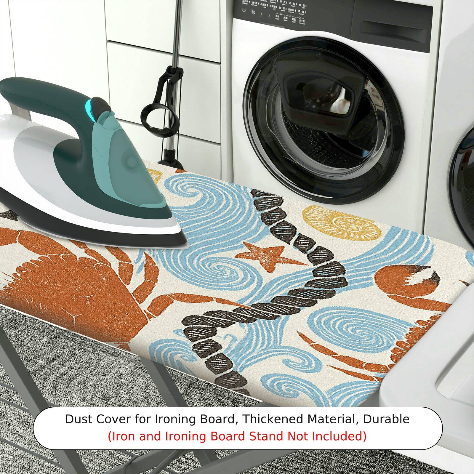 1-Piece Ocean Crab Anchor  Ironing Board Cover, Universal Size, Without Board