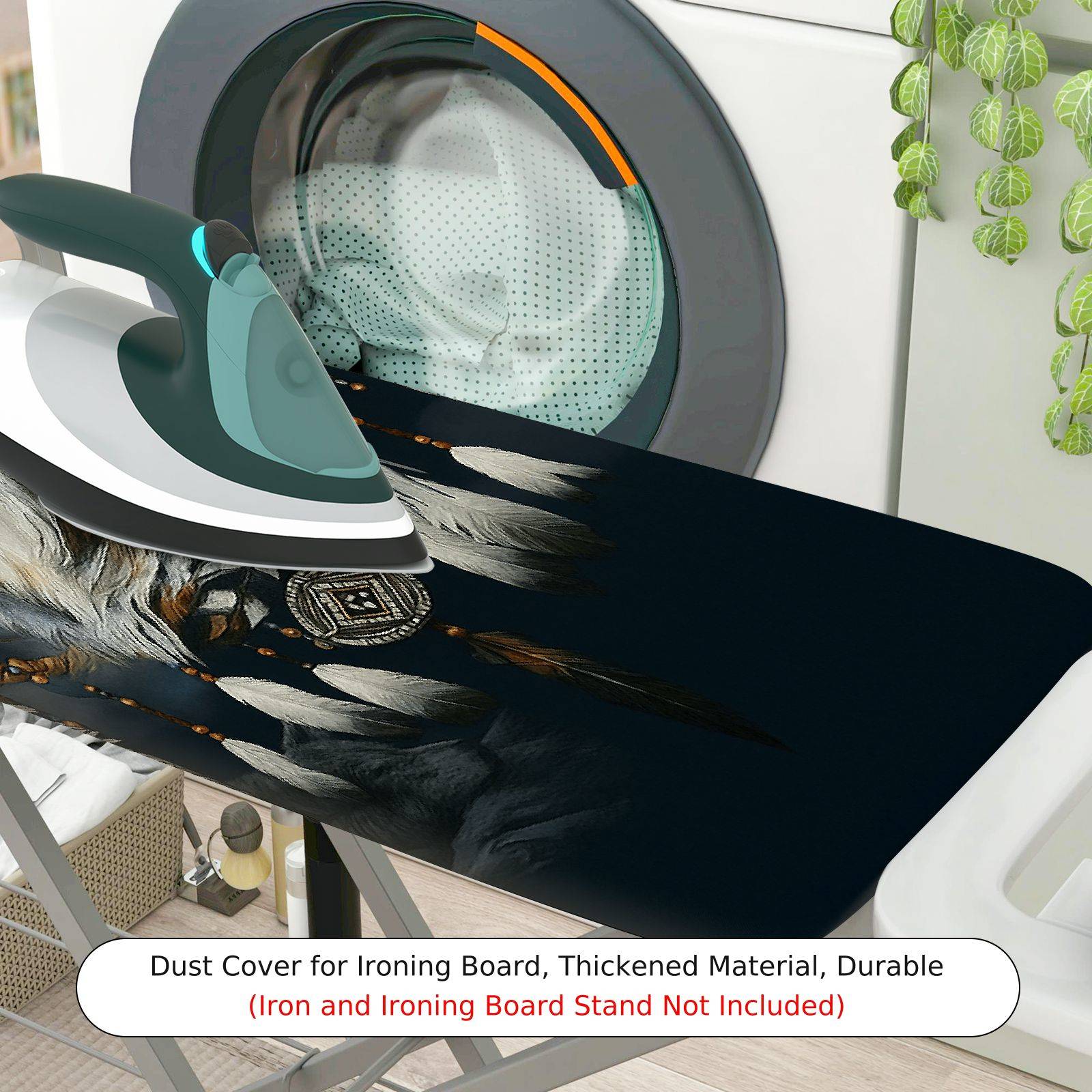 1-Piece Animal Wolf Dreamcatcher Art  Ironing Board Cover, Universal Size, Without Board