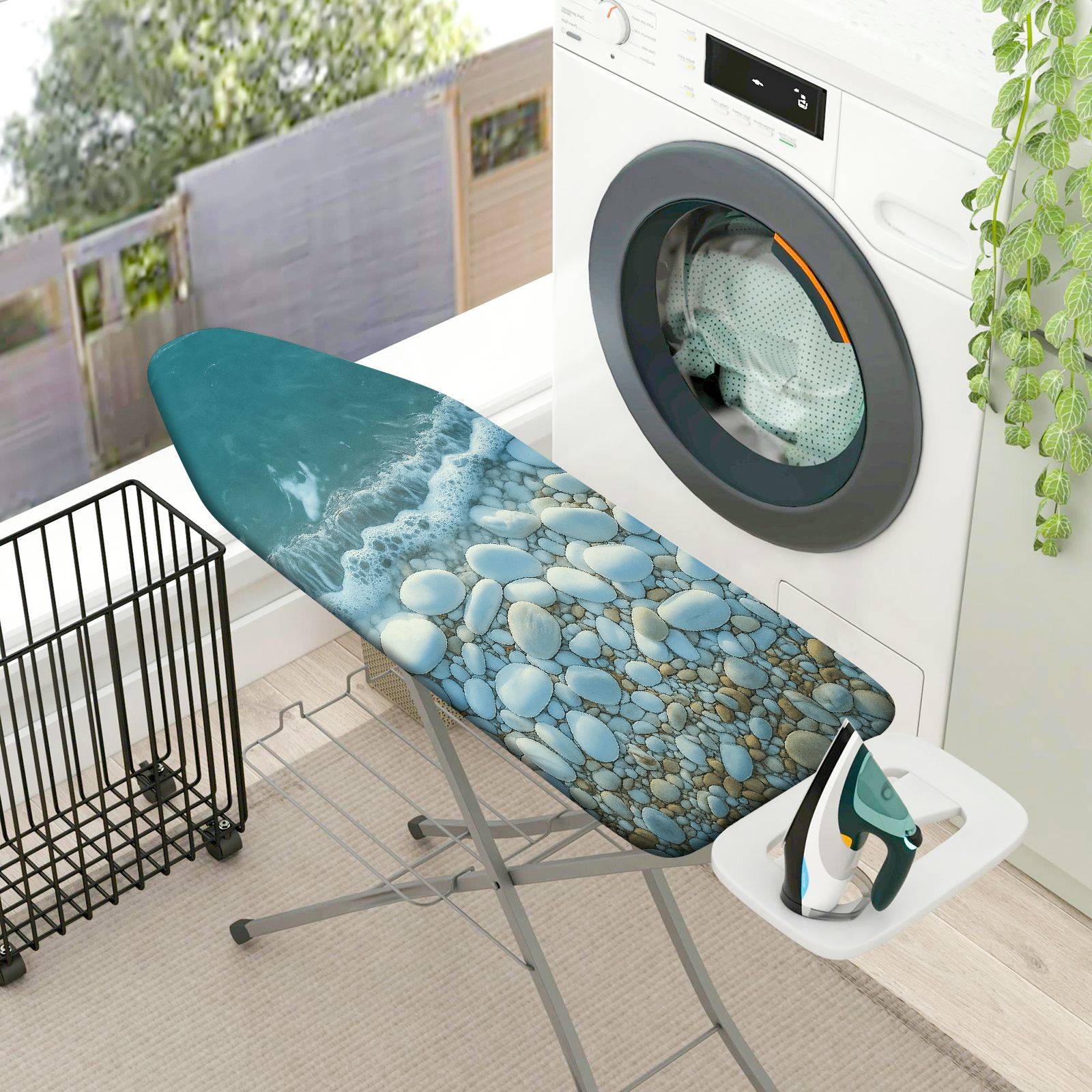 1-Piece Beach Ocean Pebble  Ironing Board Cover, Universal Size, Without Board