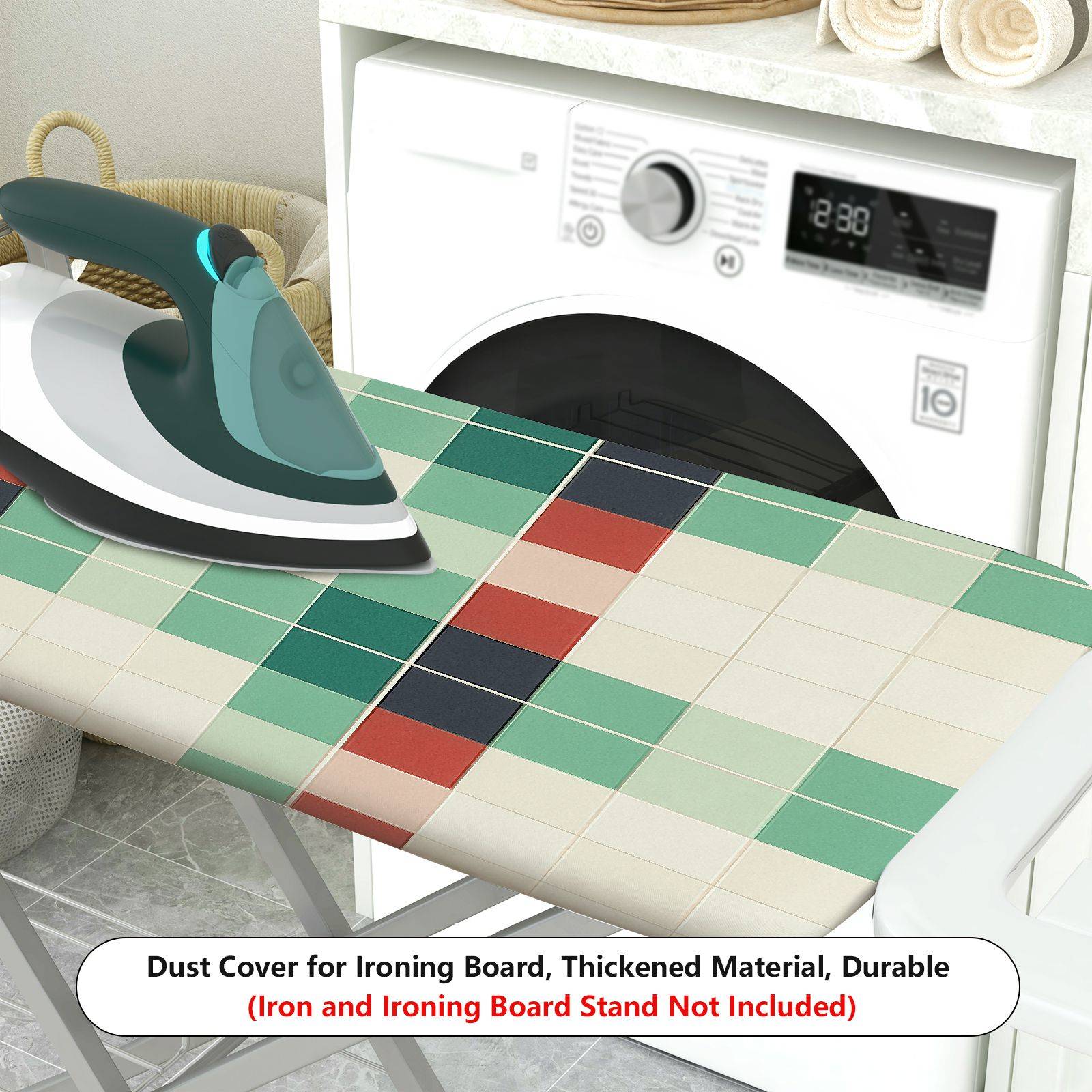 1-Piece Checkered Pattern Christmas Holiday Laundry theme  Ironing Board Cover, Universal Size, Without Board