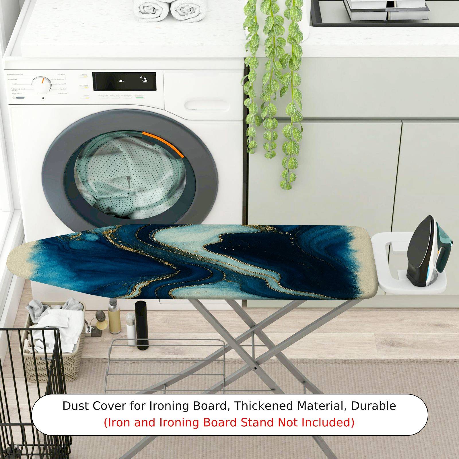 1-Piece Marble Abstract Blue Gold  Ironing Board Cover, Universal Size, Without Board
