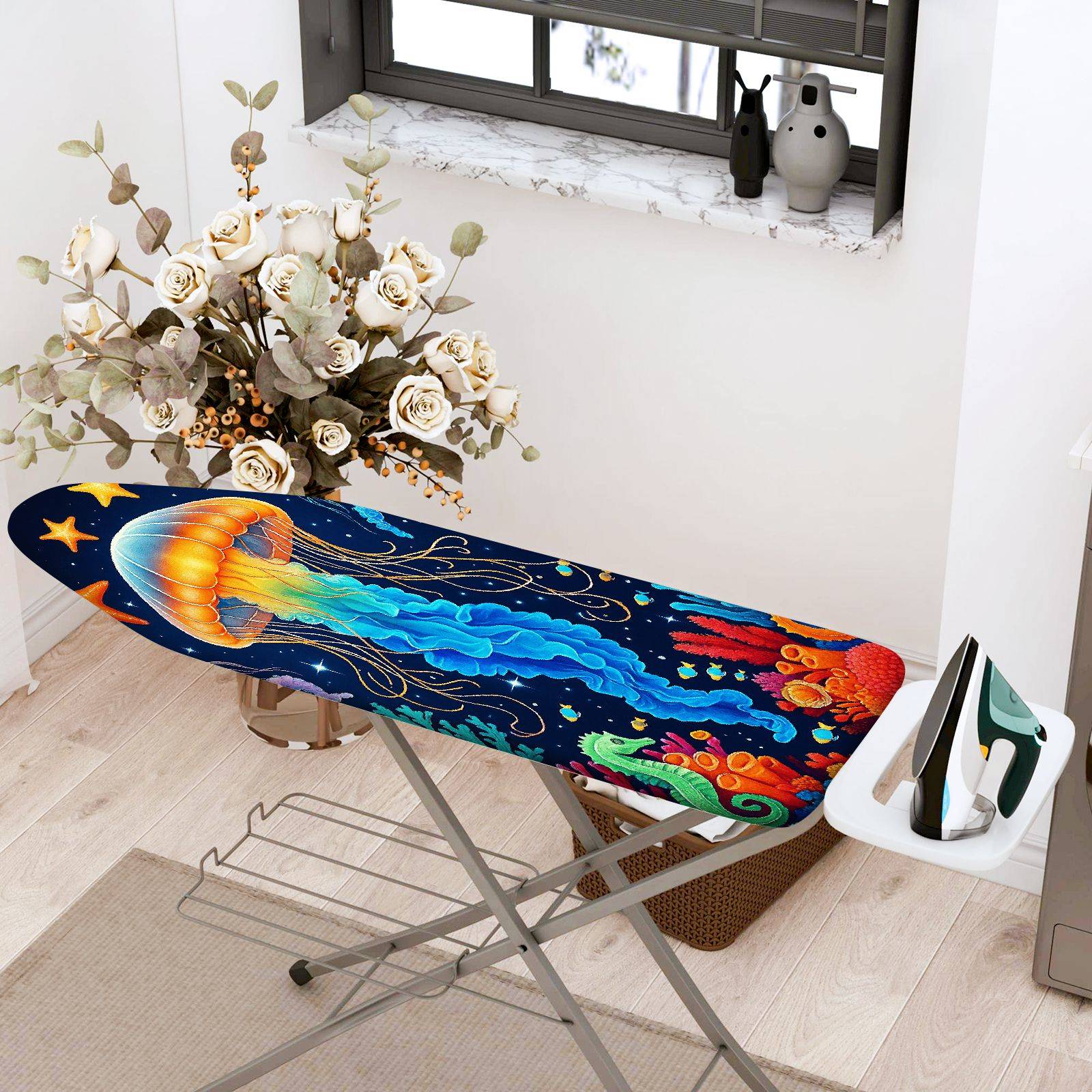 1-Piece Jellyfish Ocean Star Sea Creature  Ironing Board Cover, Universal Size, Without Board