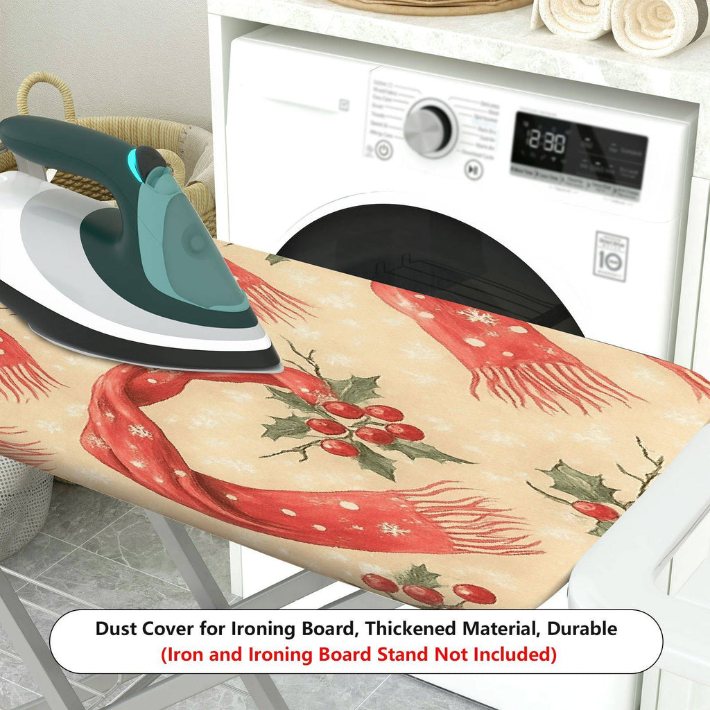 1-Piece Christmas Red Scarf Holly  Ironing Board Cover, Universal Size, Without Board