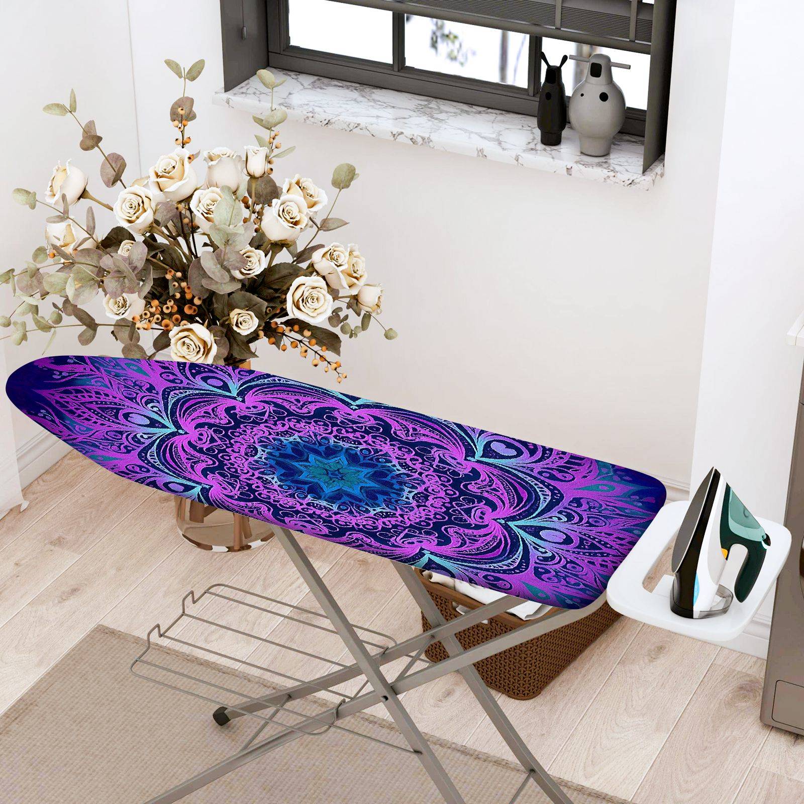 1-Piece Mandala Psychedelic Abstract  Ironing Board Cover, Universal Size, Without Board