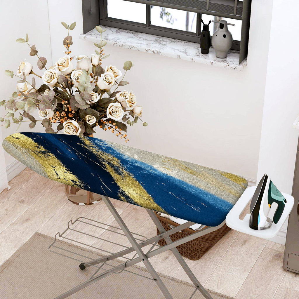 1-Piece Abstract Gold Blue Elegant  Ironing Board Cover, Universal Size, Without Board