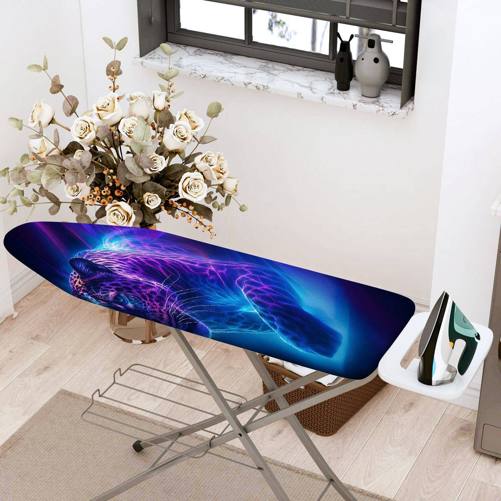 1-Piece Leopard Purple Blue Animal Art  Ironing Board Cover, Universal Size, Without Board