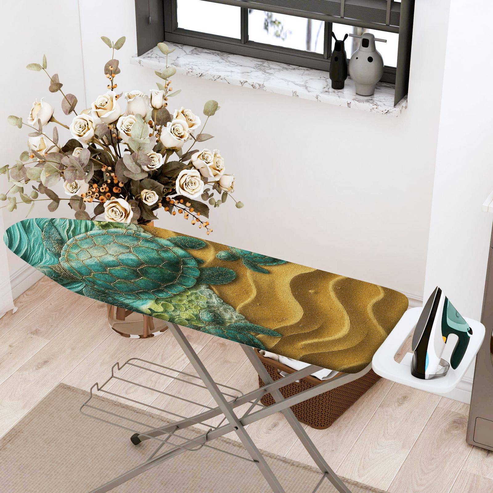 1-Piece Sea Turtle Ocean Beach  Ironing Board Cover, Universal Size, Without Board