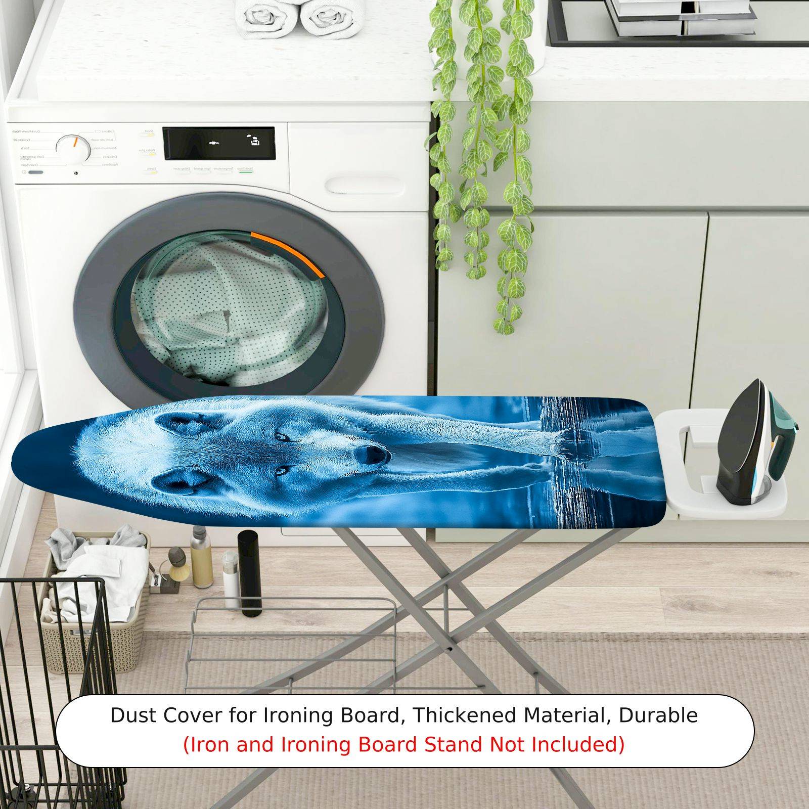 1-Piece Blue Wolf Nature Animal  Ironing Board Cover, Universal Size, Without Board