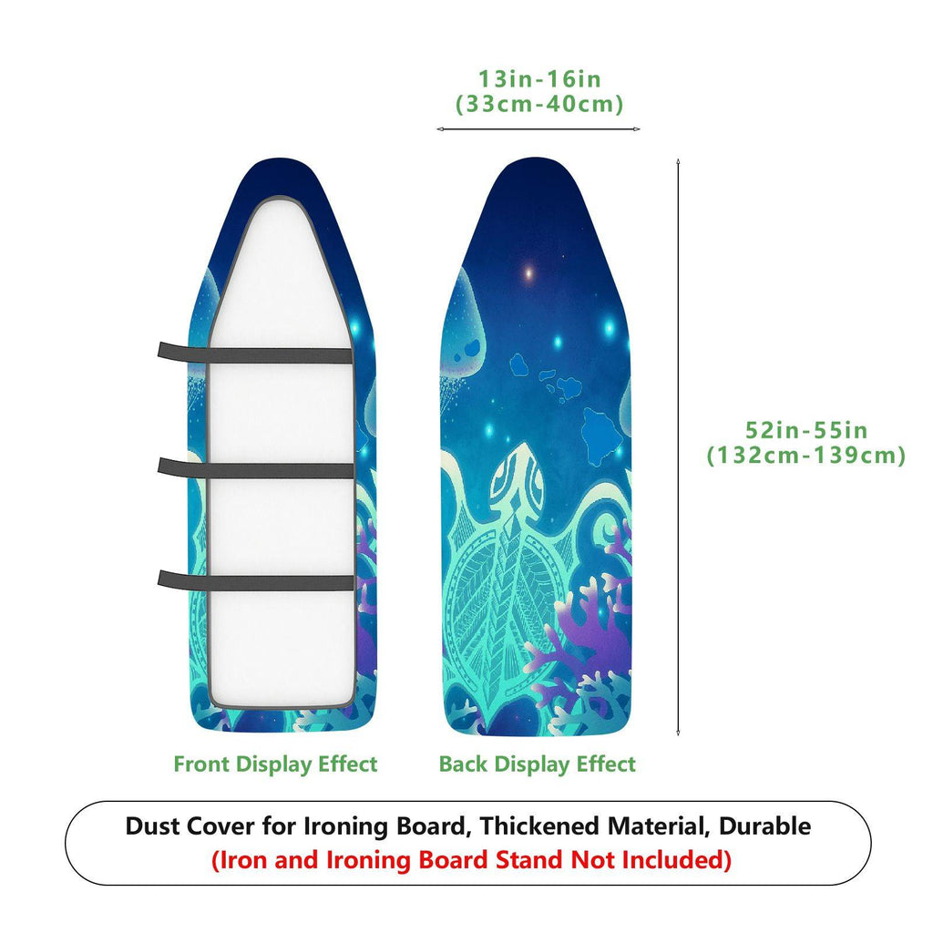 1-Piece Glow in the Dark Ocean Turtle  Ironing Board Cover, Universal Size, Without Board