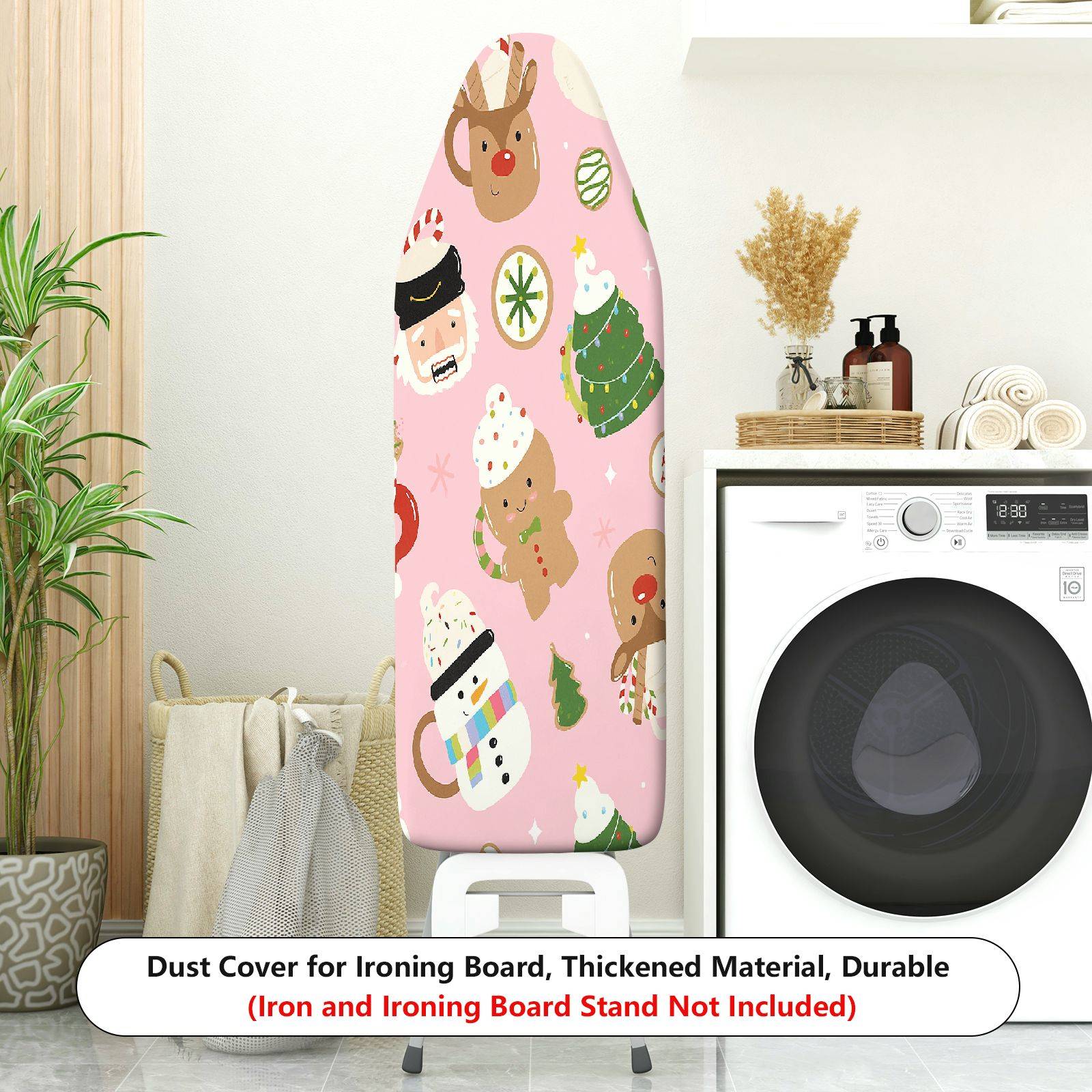 1-Piece Christmas Santa Gingerbread  Ironing Board Cover, Universal Size, Without Board