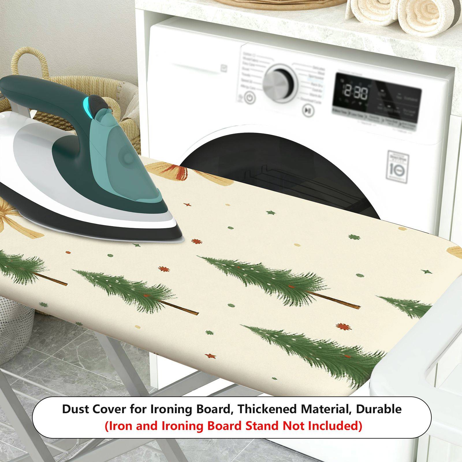1-Piece Christmas Tree Bow Pattern Holiday  Ironing Board Cover, Universal Size, Without Board