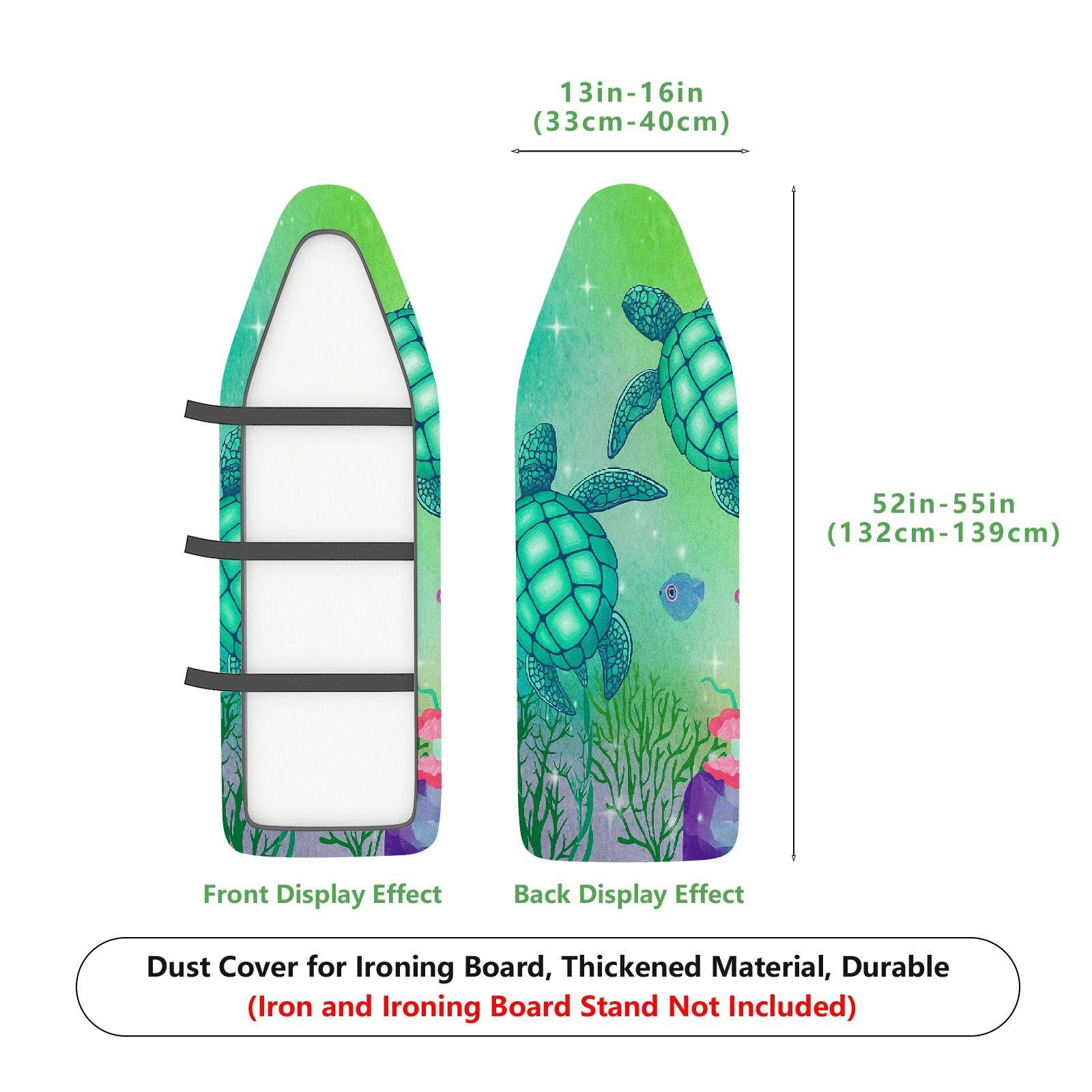 1-Piece Sea Turtle Ocean Green  Ironing Board Cover, Universal Size, Without Board