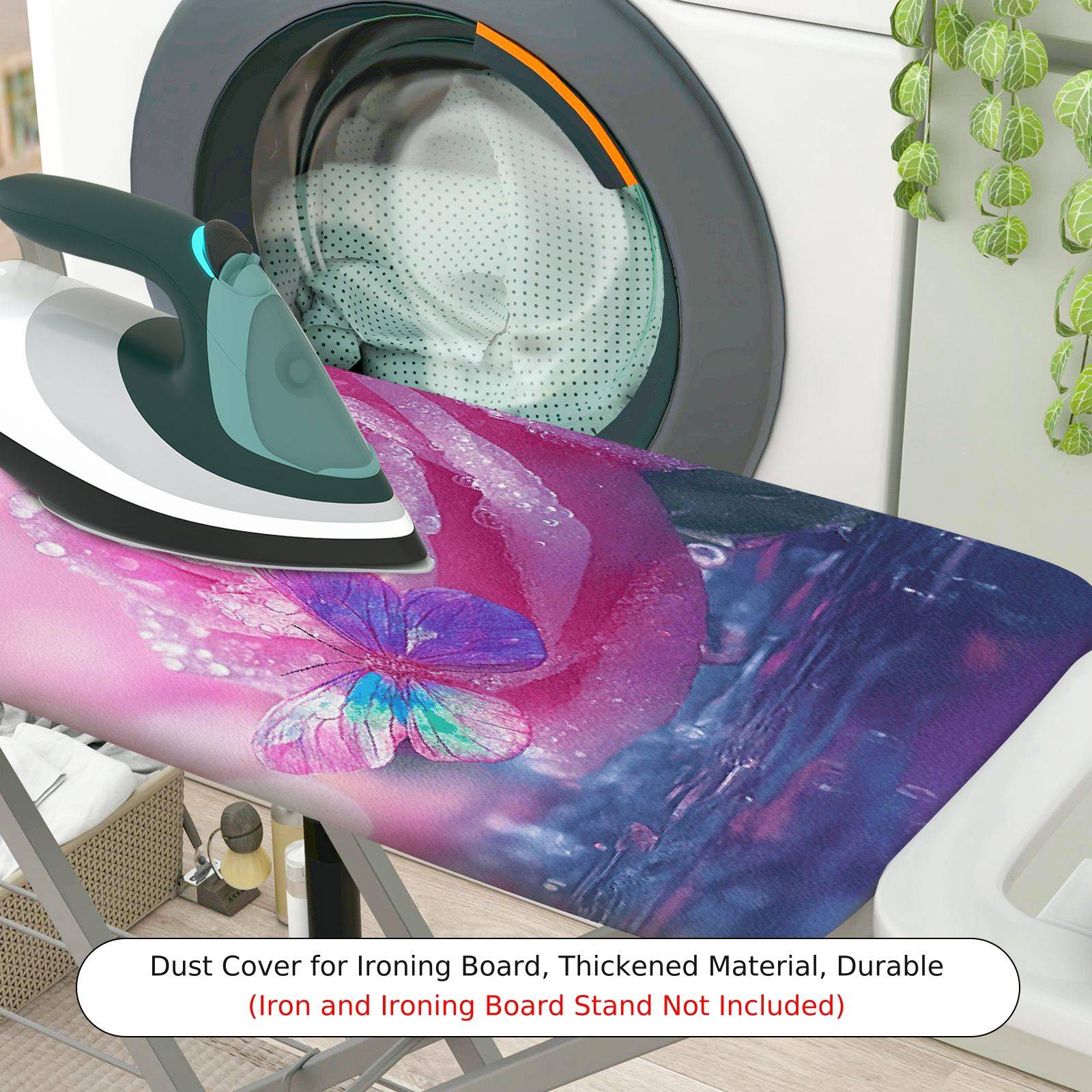 1-Piece Rose Butterfly Pink  Ironing Board Cover, Universal Size, Without Board