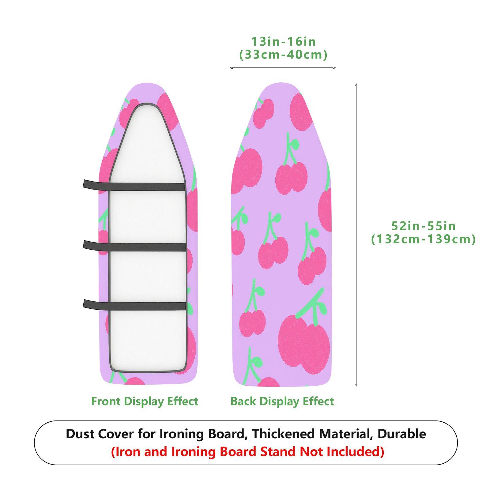 1-Piece Cherry Pink Green Pattern  Ironing Board Cover, Universal Size, Without Board