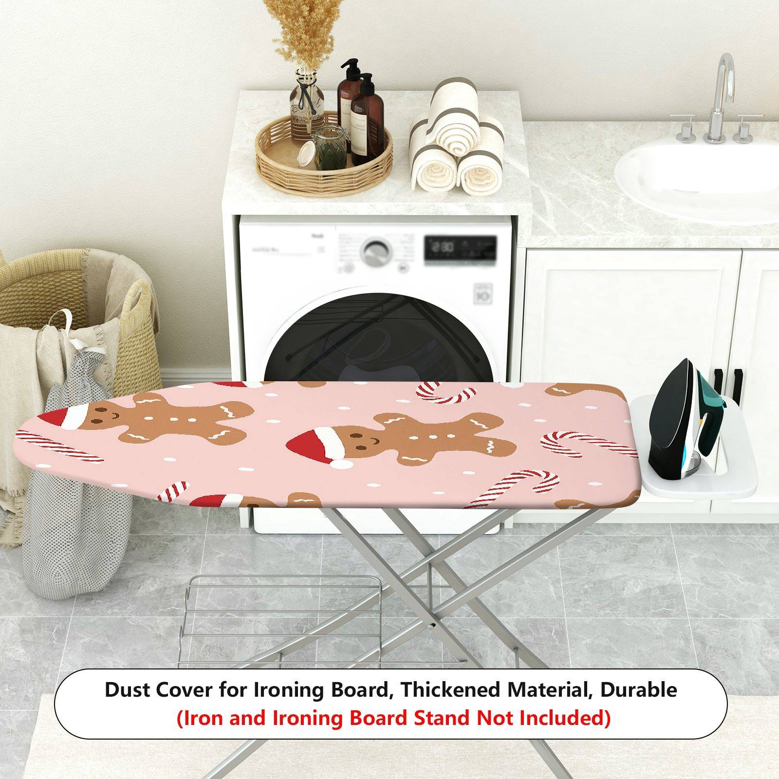1-Piece Christmas Santa Gingerbread Candy  Ironing Board Cover, Universal Size, Without Board