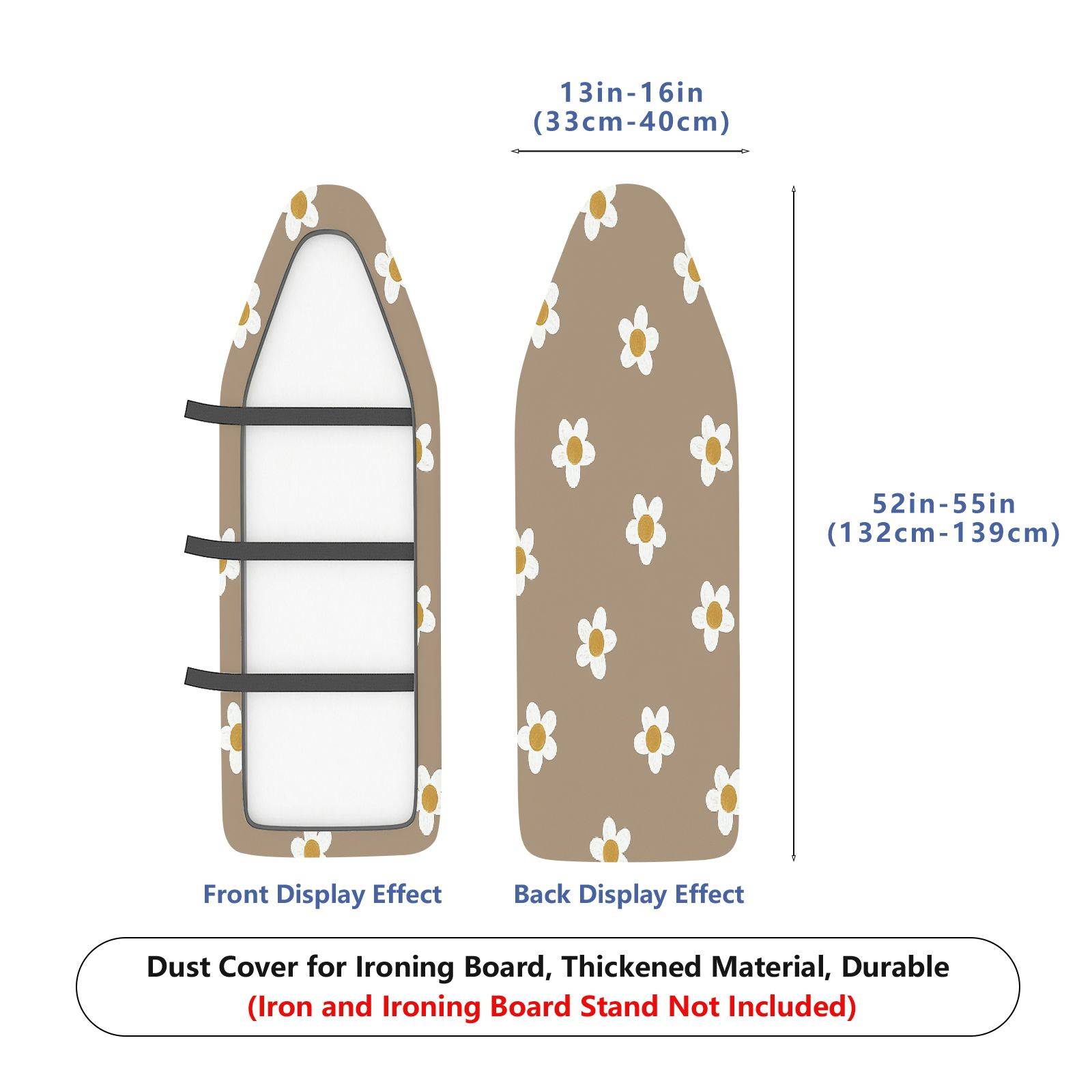 1-Piece Floral Daisy Pattern Beige  Ironing Board Cover, Universal Size, Without Board