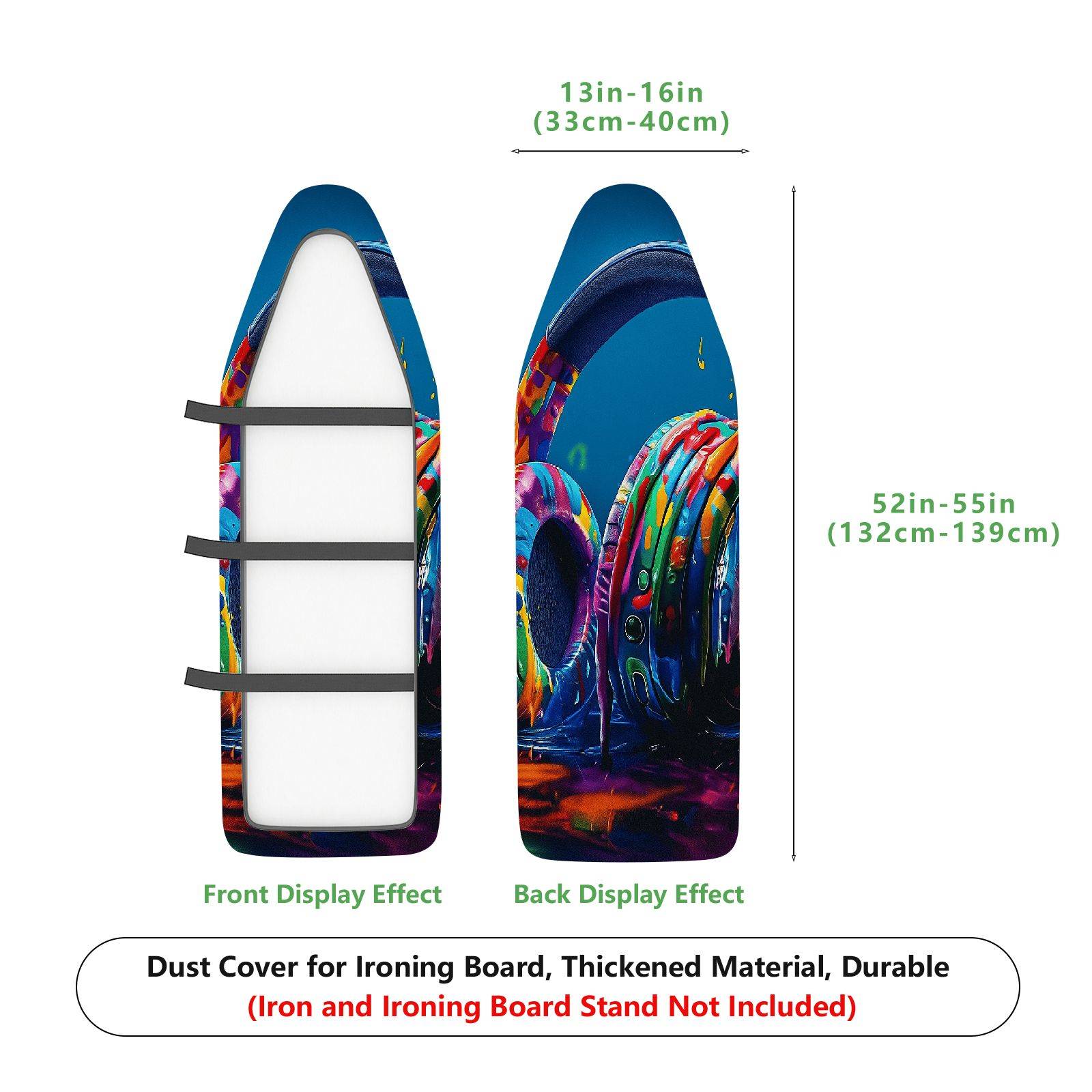 1-Piece Colorful Swirls Abstract Artistic  Ironing Board Cover, Universal Size, Without Board